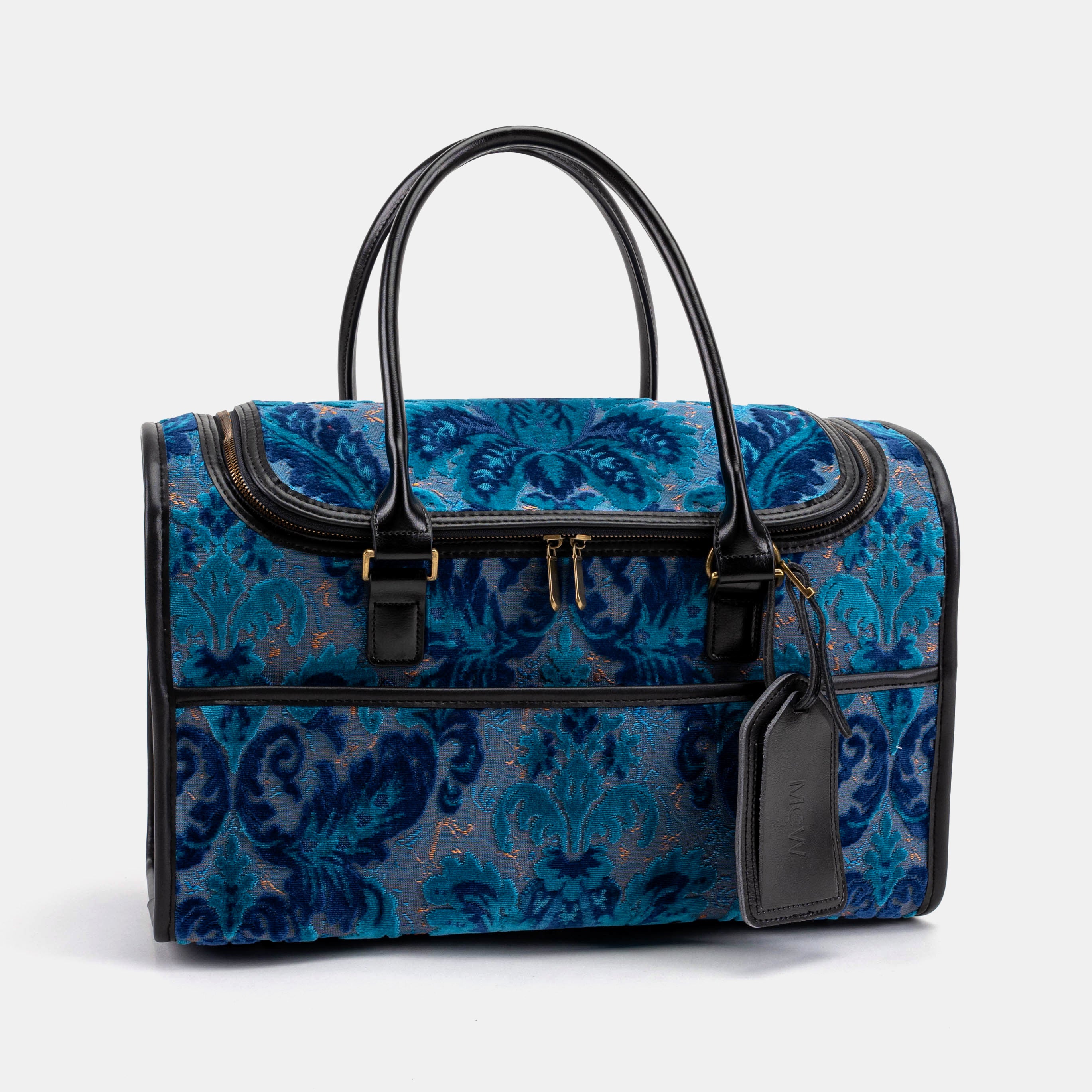 Travel Dog Carrier Burnout Velvet Revival Aqua of America front side