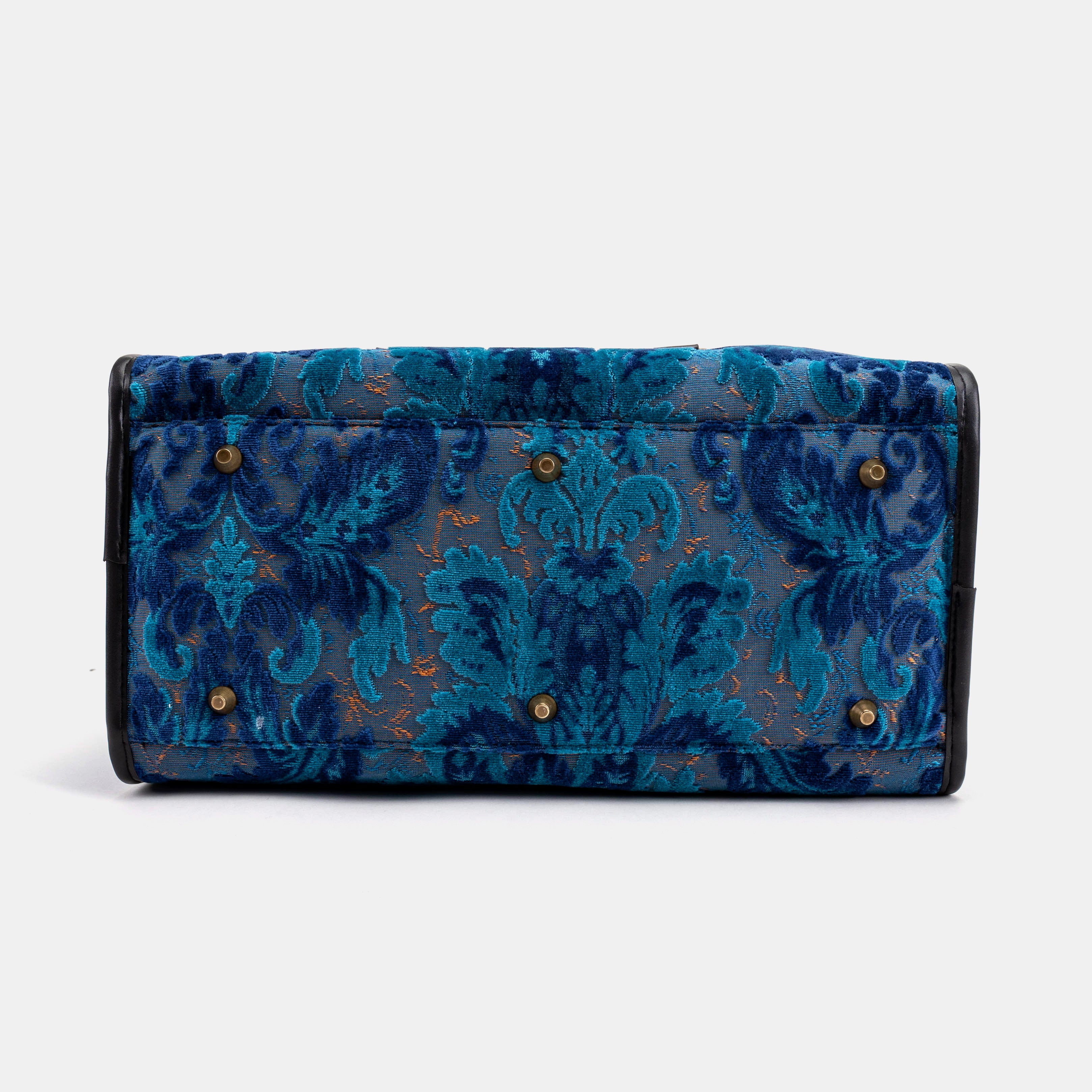 Travel Dog Carrier Burnout Velvet Revival Aqua of America bottom