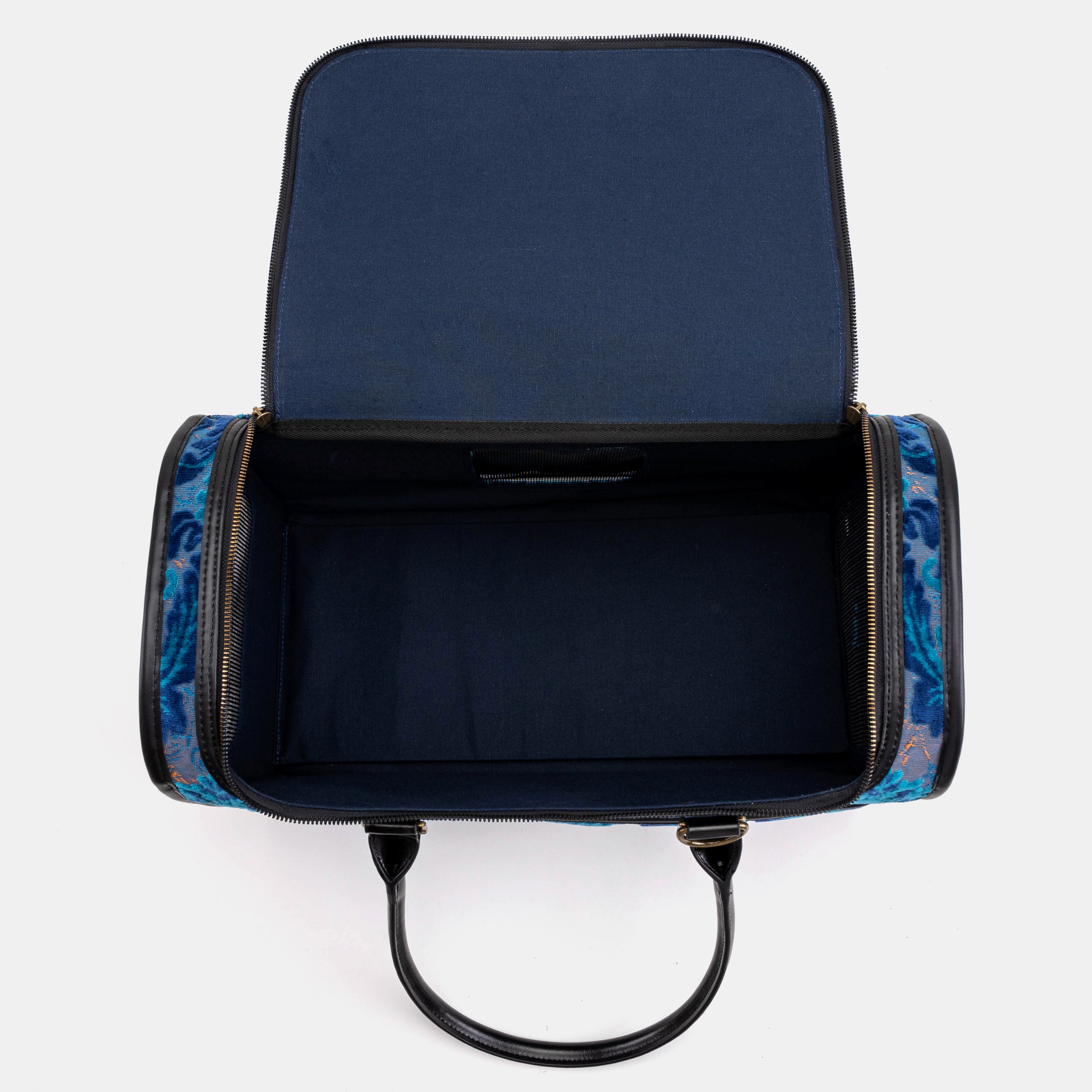 Travel Dog Carrier Burnout Velvet Revival Aqua of America inside
