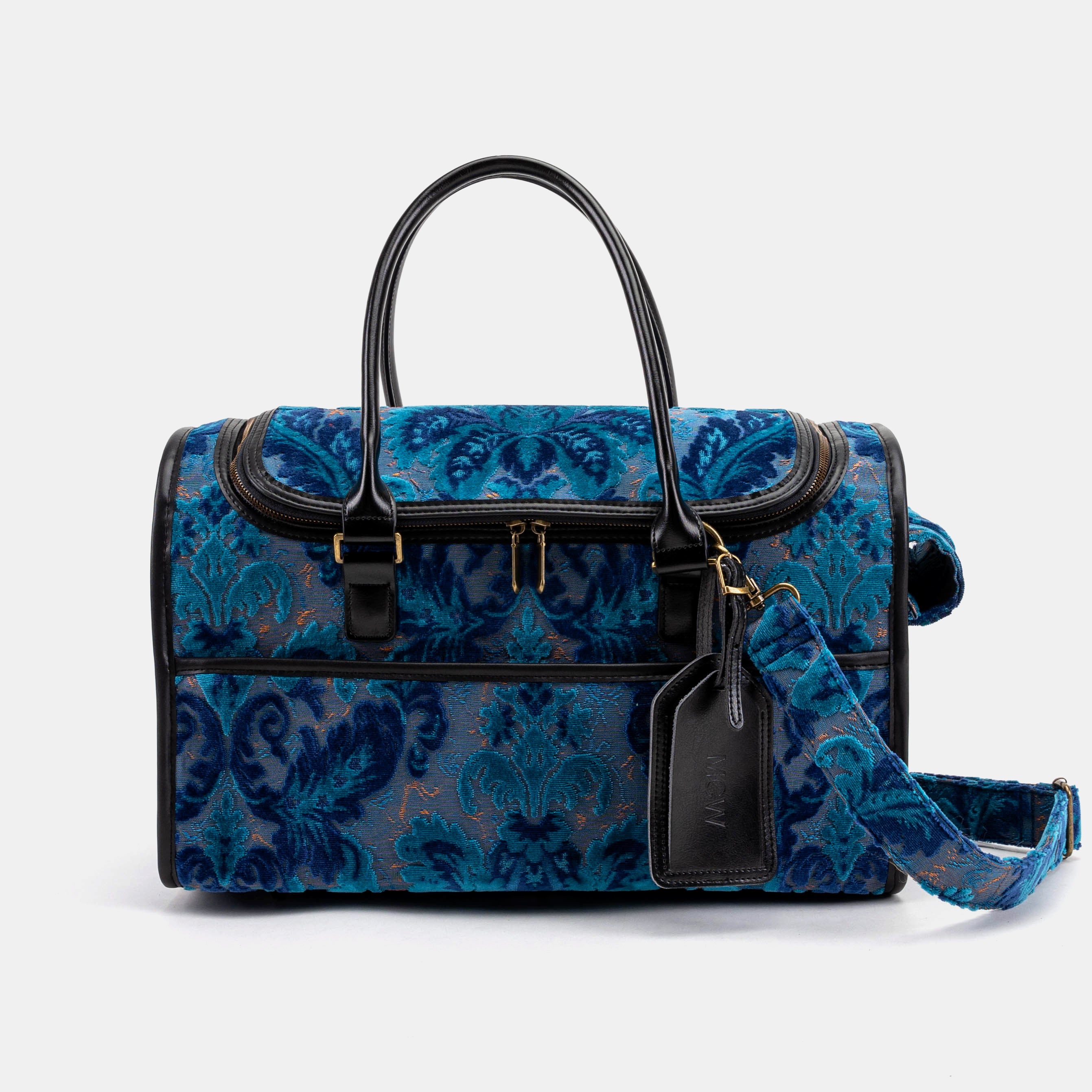 Travel Dog Carrier Burnout Velvet Revival Aqua of America front