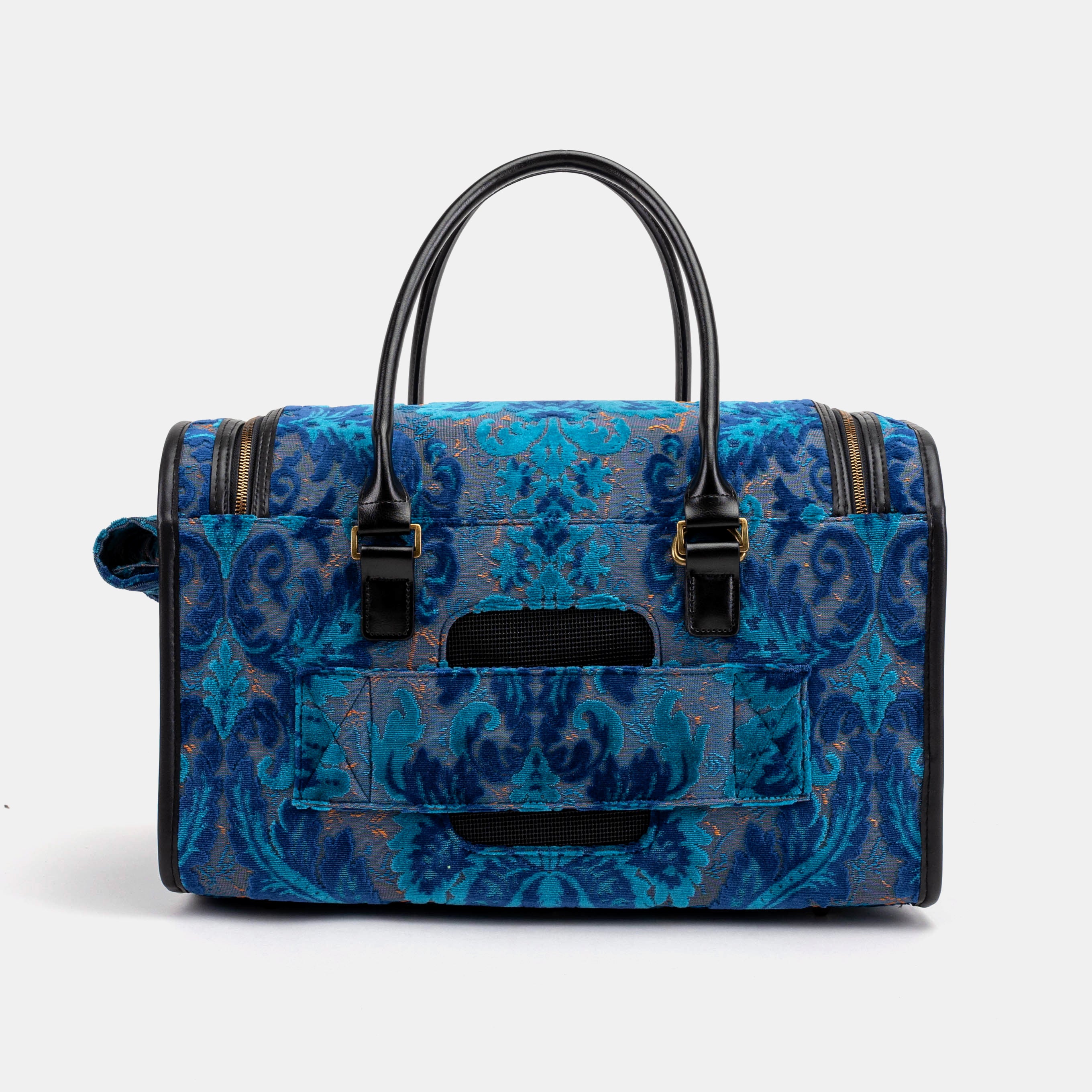 Travel Dog Carrier Burnout Velvet Revival Aqua of America back