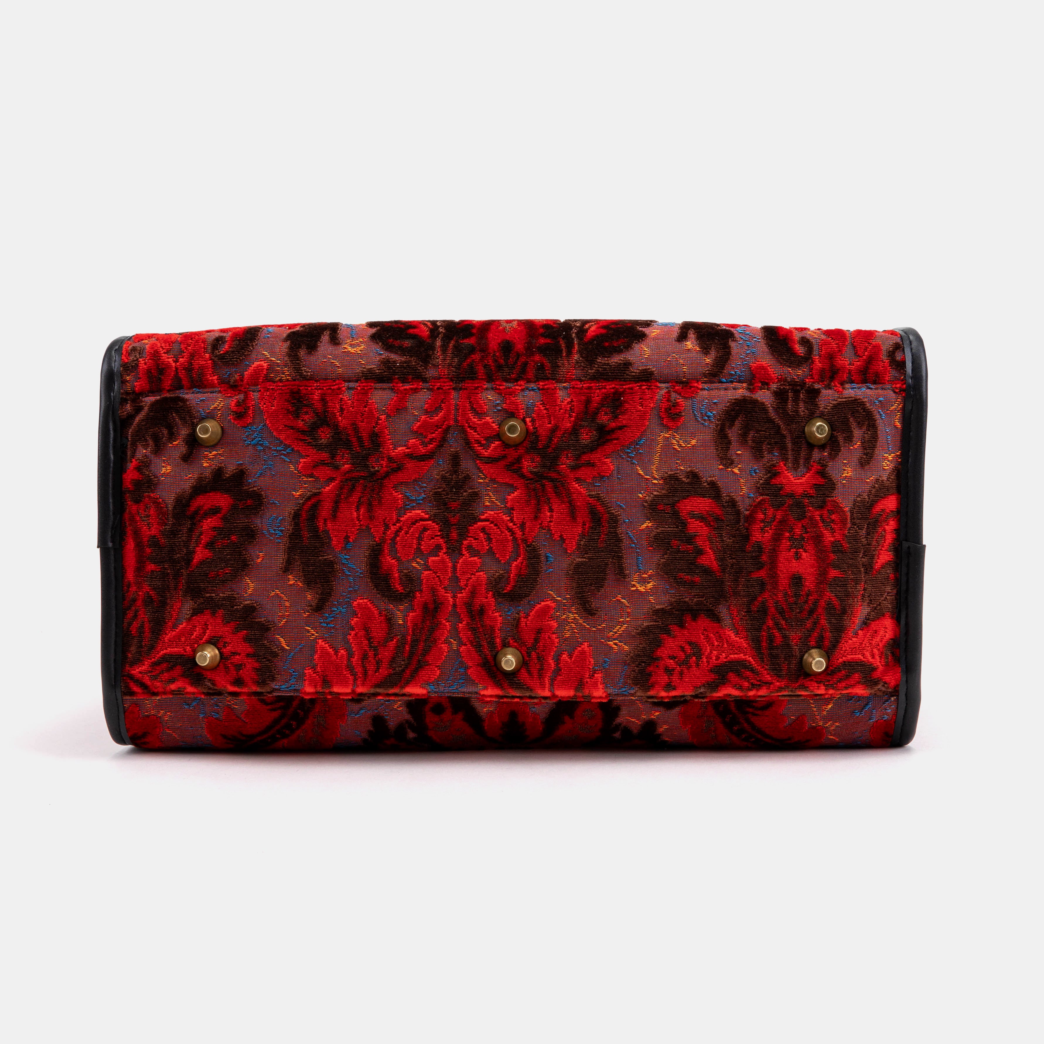 Travel Dog Carrier Burnout Velvet Revival Scarlet of America bottom