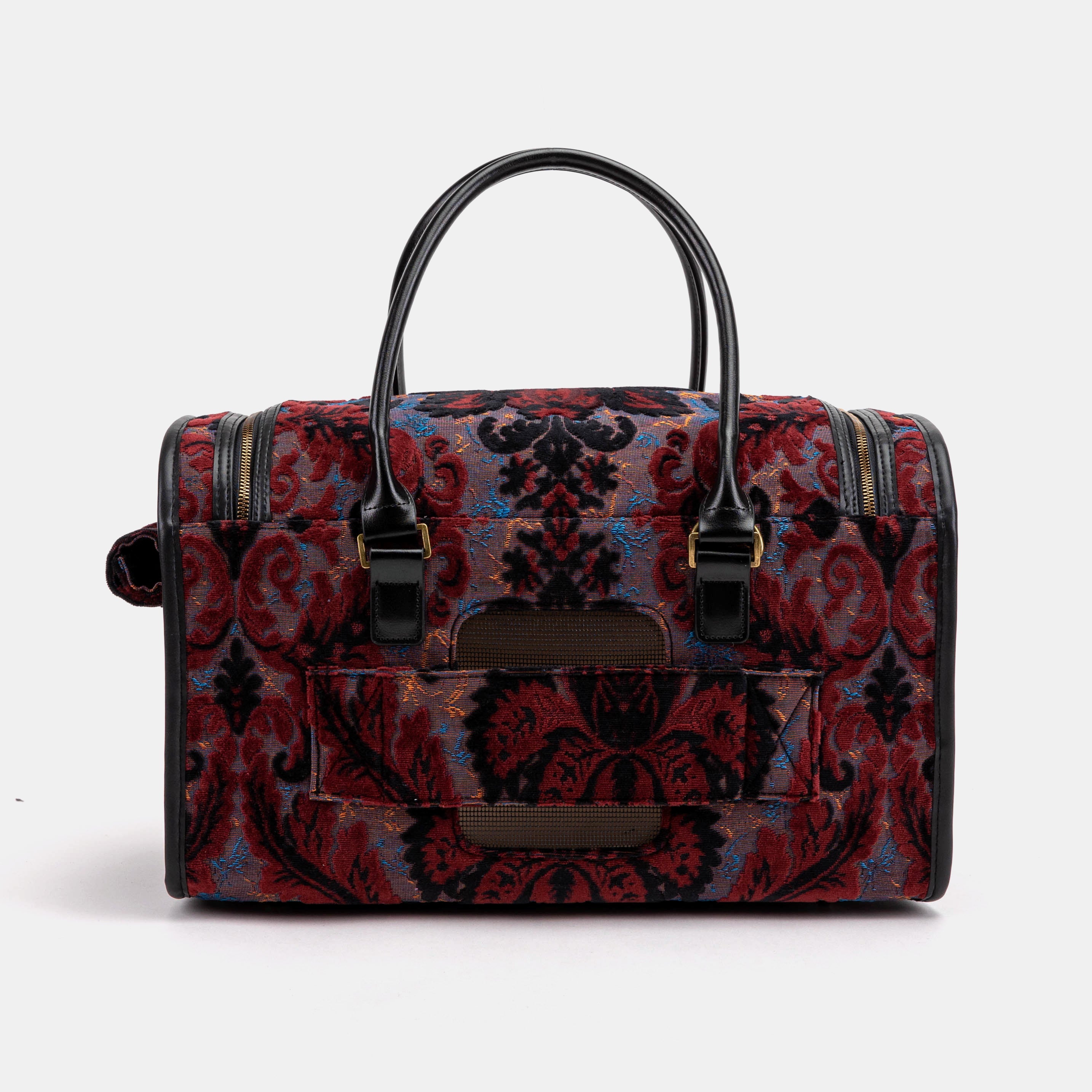 Travel Dog Carrier Burnout Velvet Revival Sephia of America back