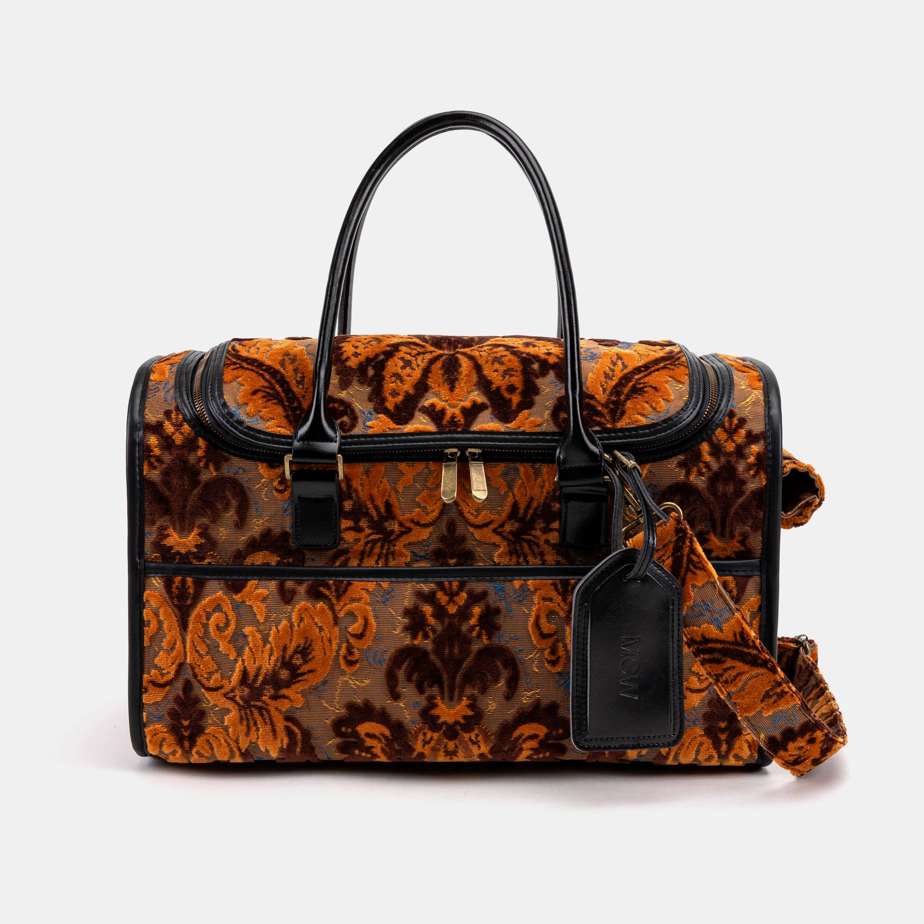 Travel Dog Carrier Burnout Velvet Revival Sienna of America front