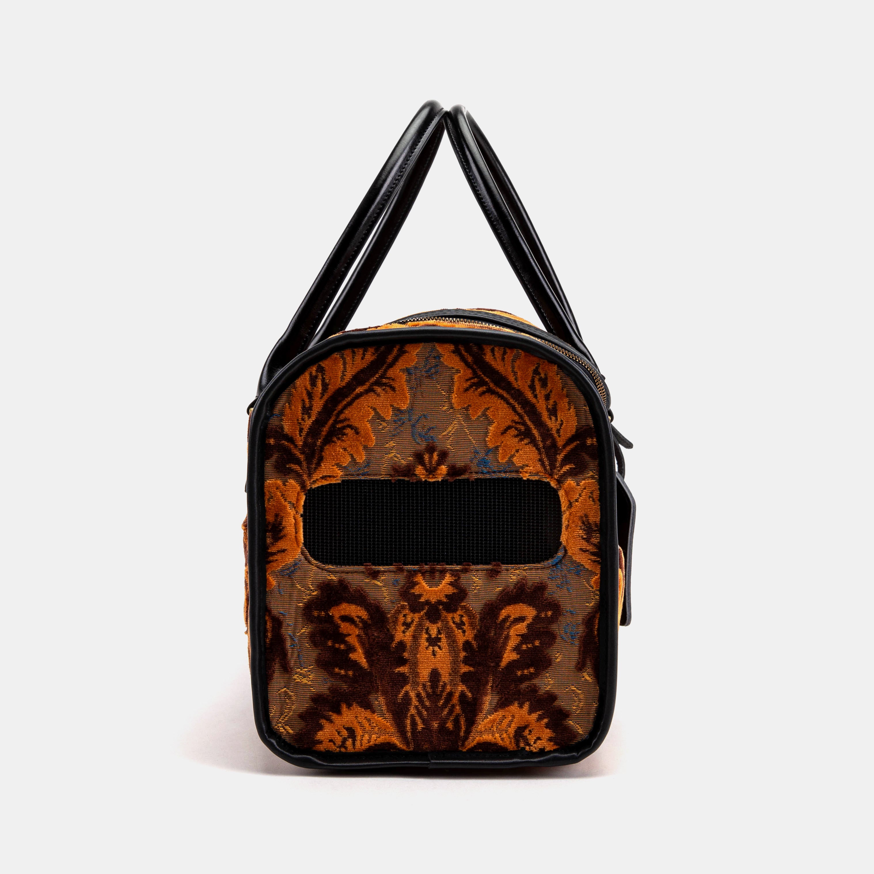 Travel Dog Carrier Burnout Velvet Revival Sienna of America side