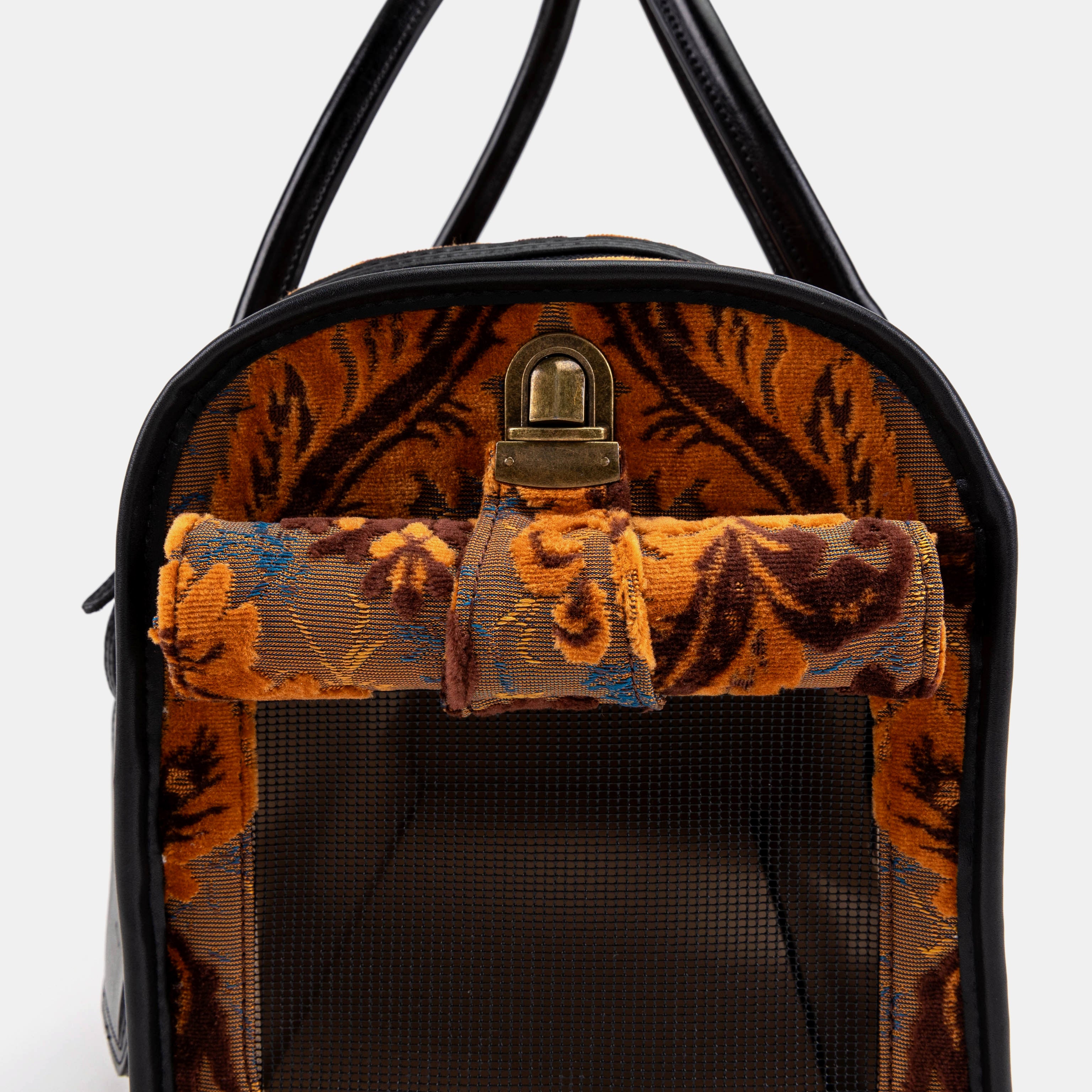 Travel Dog Carrier Burnout Velvet Revival Sienna of America tuck lock closure