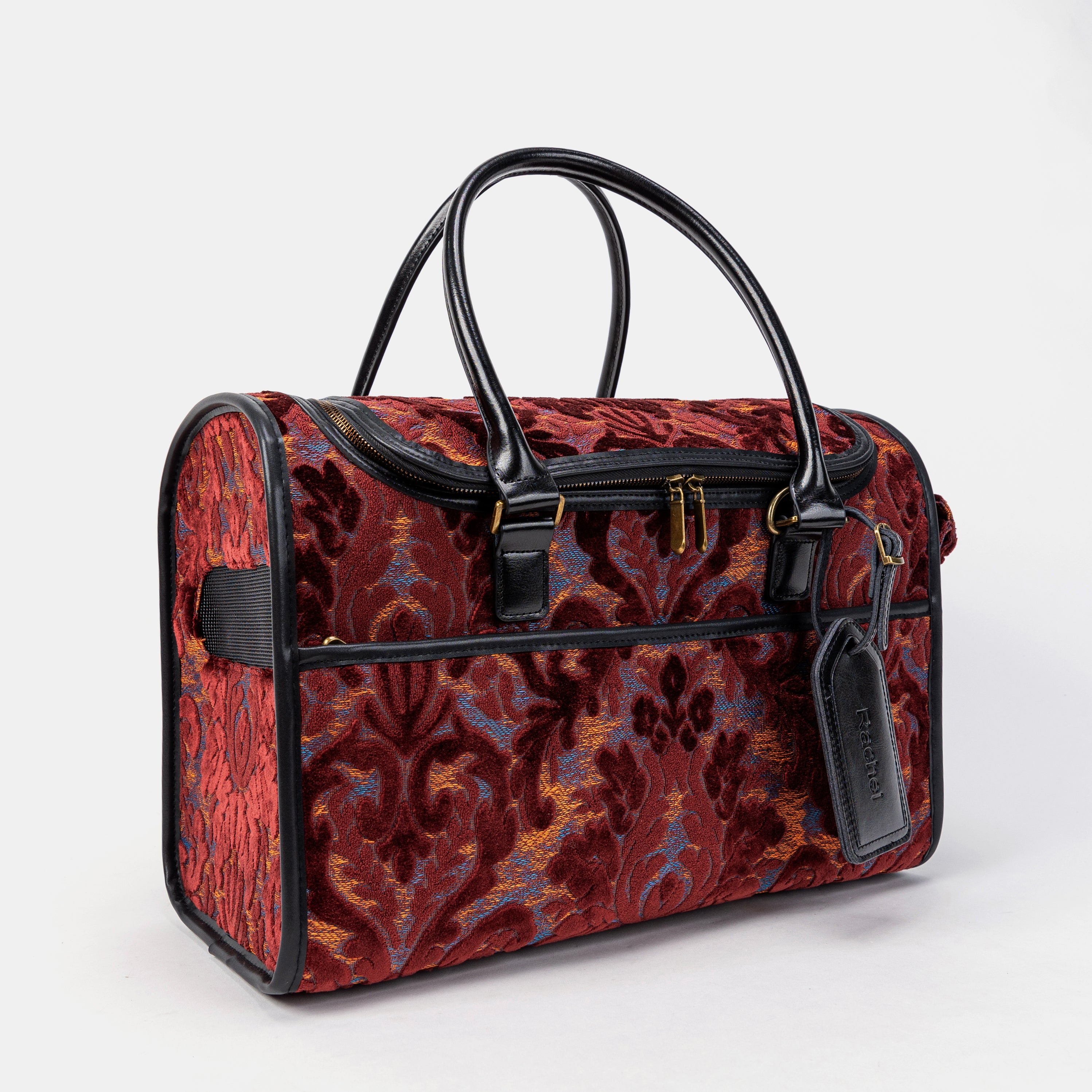 Travel Dog Carrier Bag Burnout Velvet Wine of America Overview