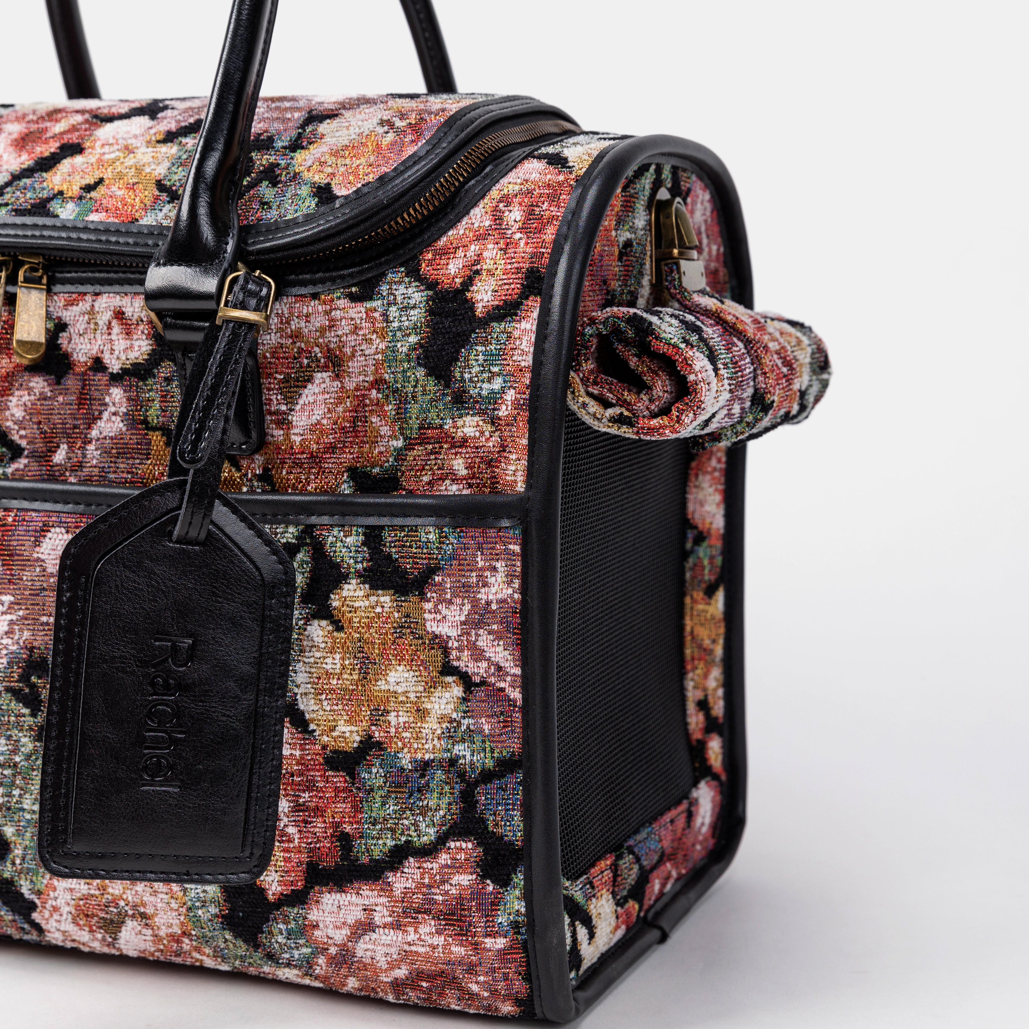 Travel Dog Carrier Bag Floral Rose of America with a Tag