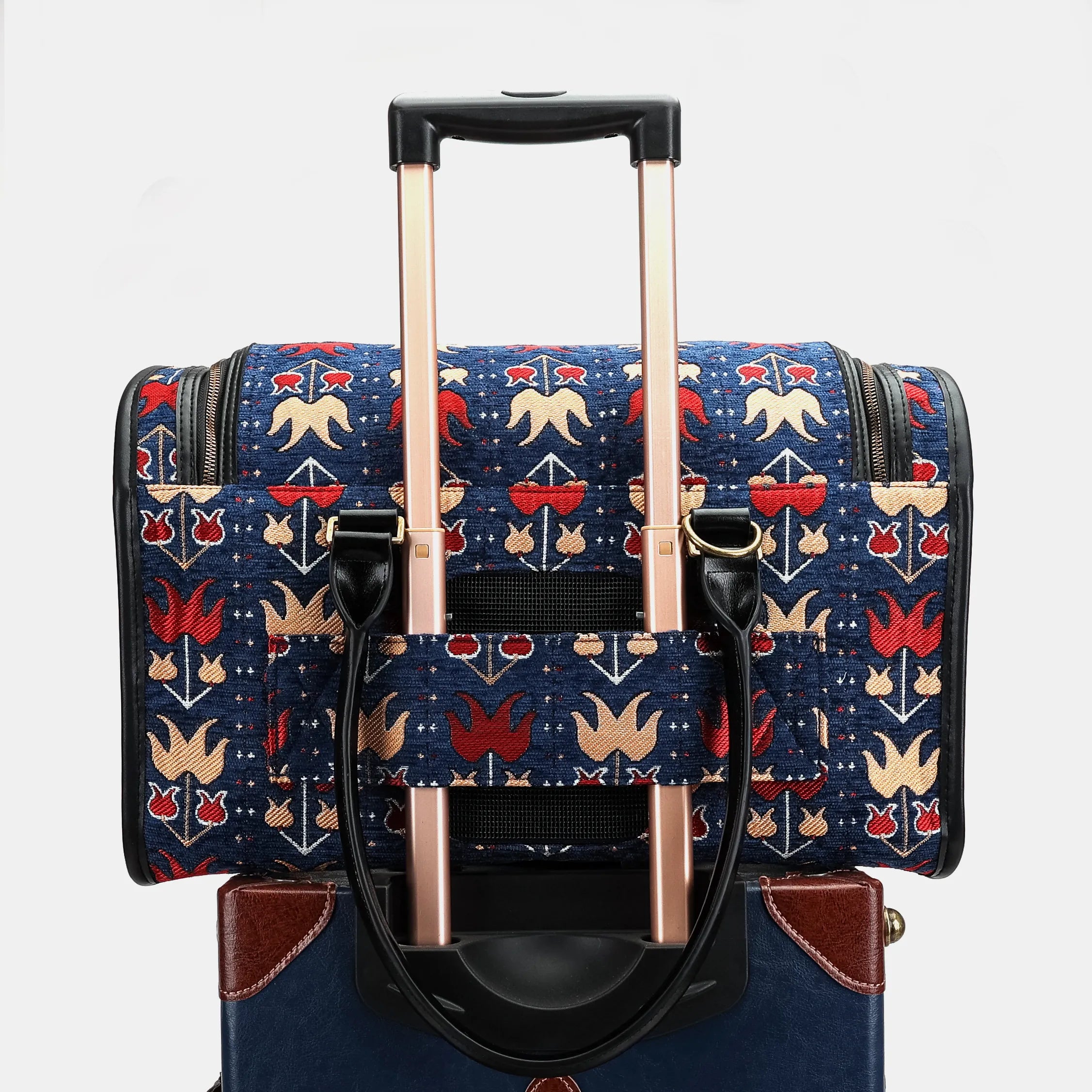 Travel Dog Carrier Bag | Poppy Bloom of America-luggage holder