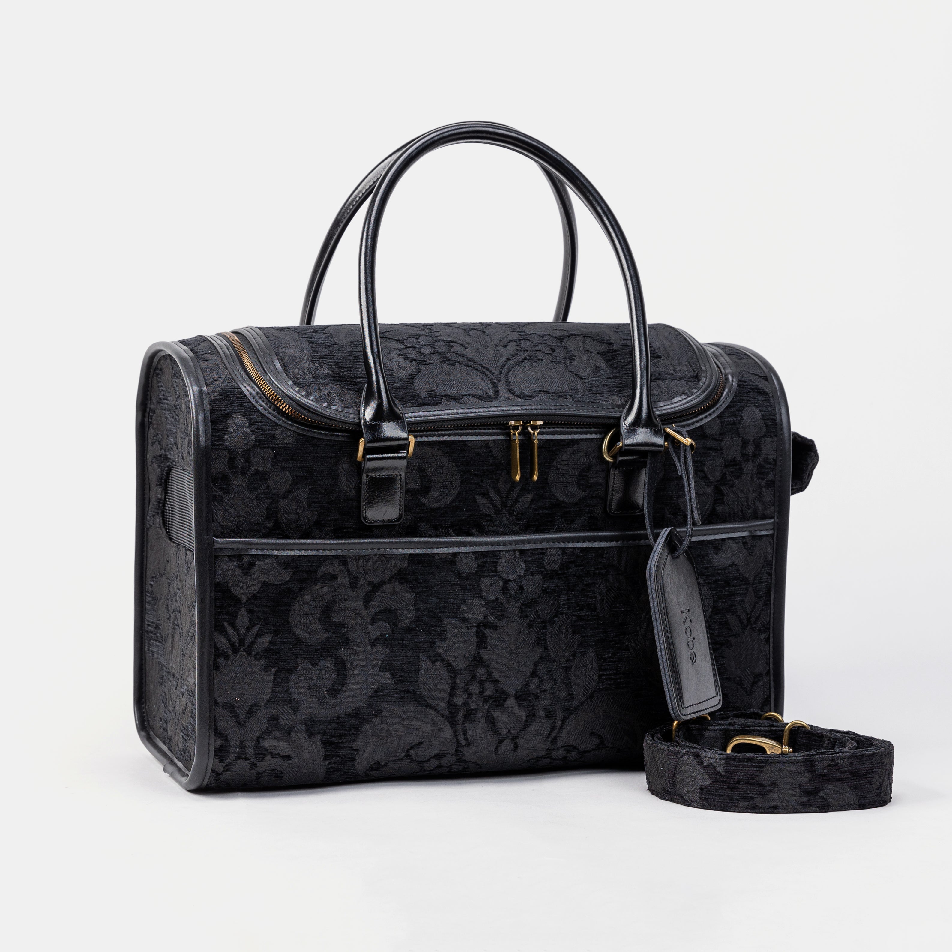 Travel Dog Carrier Bag Victorian Blossom Black/Black of America with strap