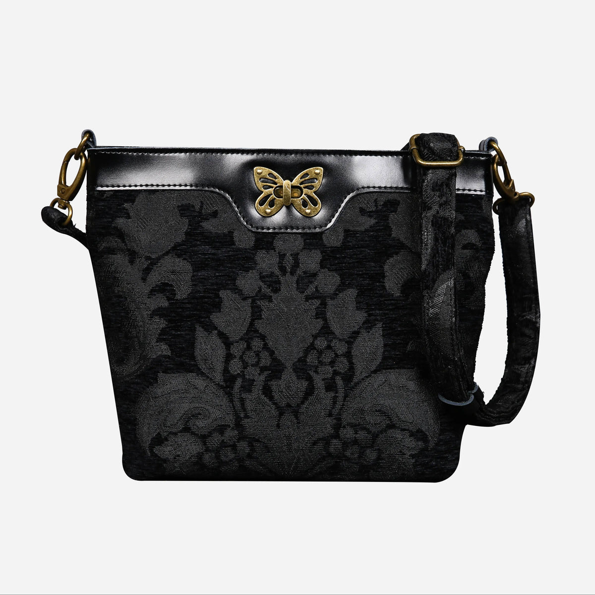 Victorian Blossom BLK/BLK Carpet Crossbody Bag Carpetbag of America main