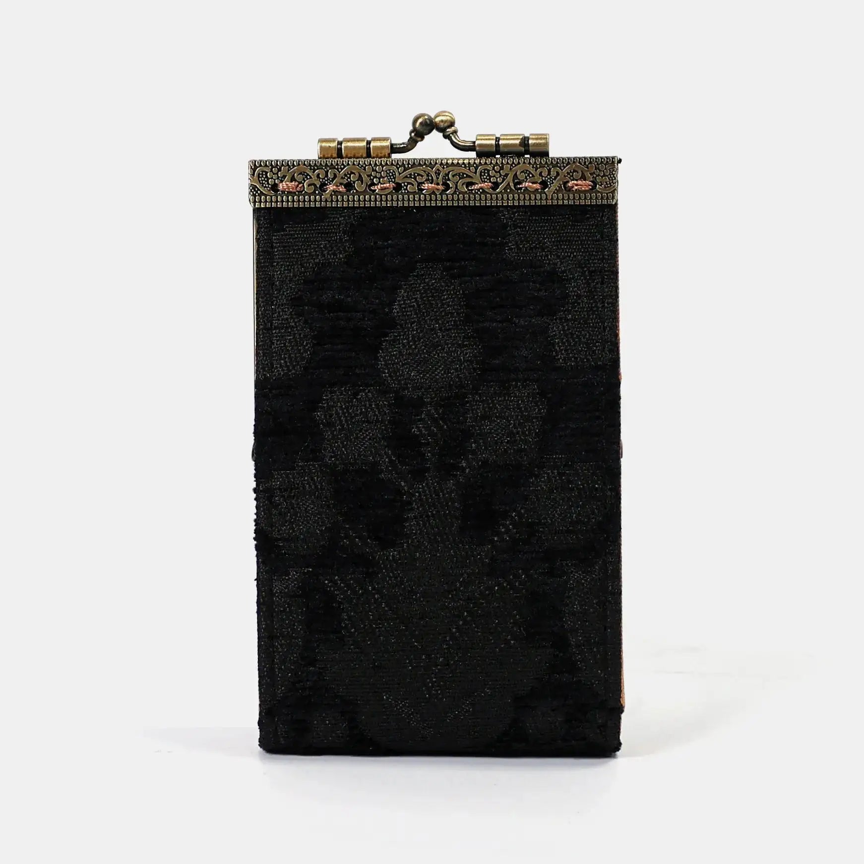 Victorian Blossom Black/Black Card Wallet Carpetbag of America 11 slots front