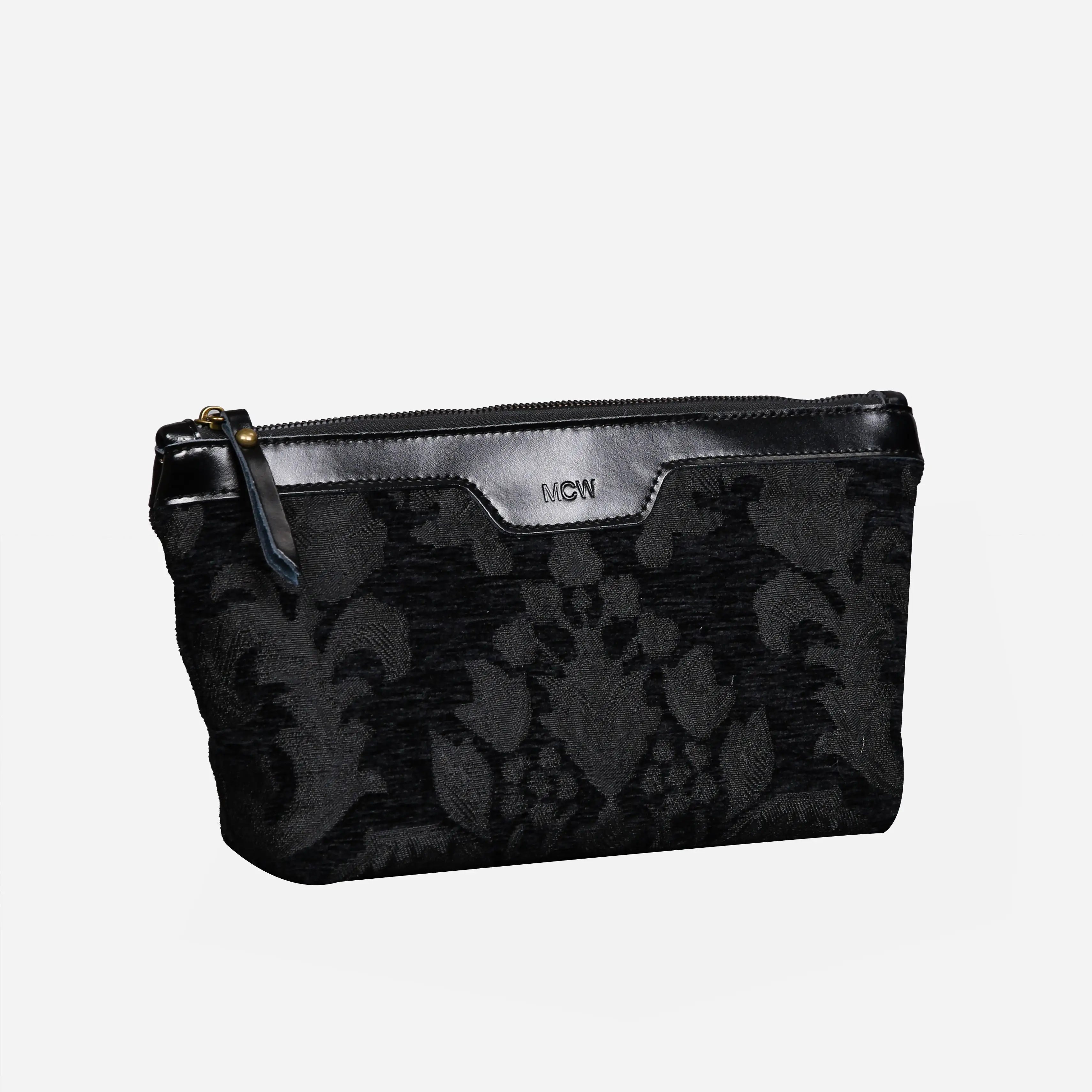 Victorian Blossom BLK/BLK Carpet Makeup Bag carpet bag MCW Handmade front side