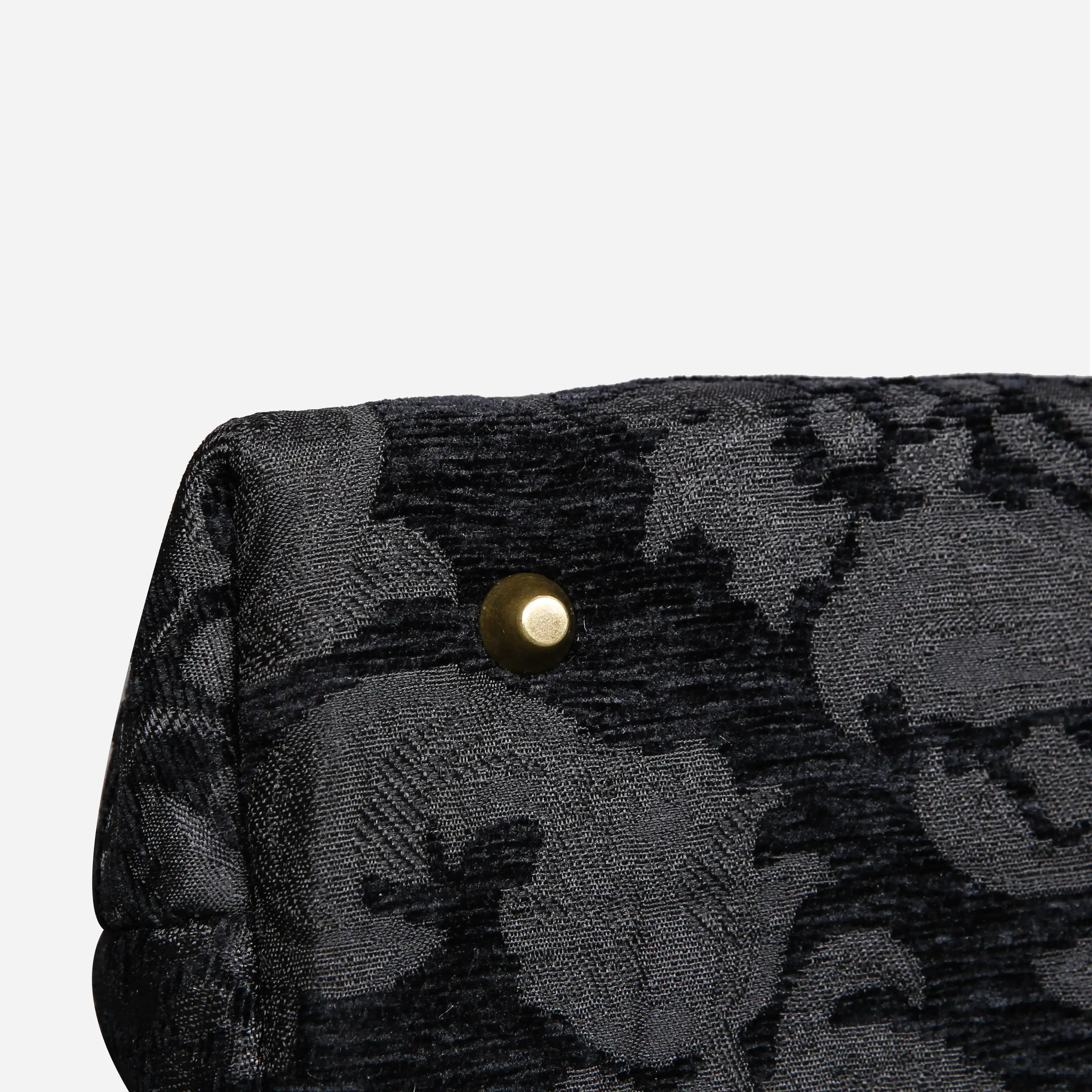Victorian Blossom BLK/BLK Carpet Satchel carpet bag MCW Handmade bottom details