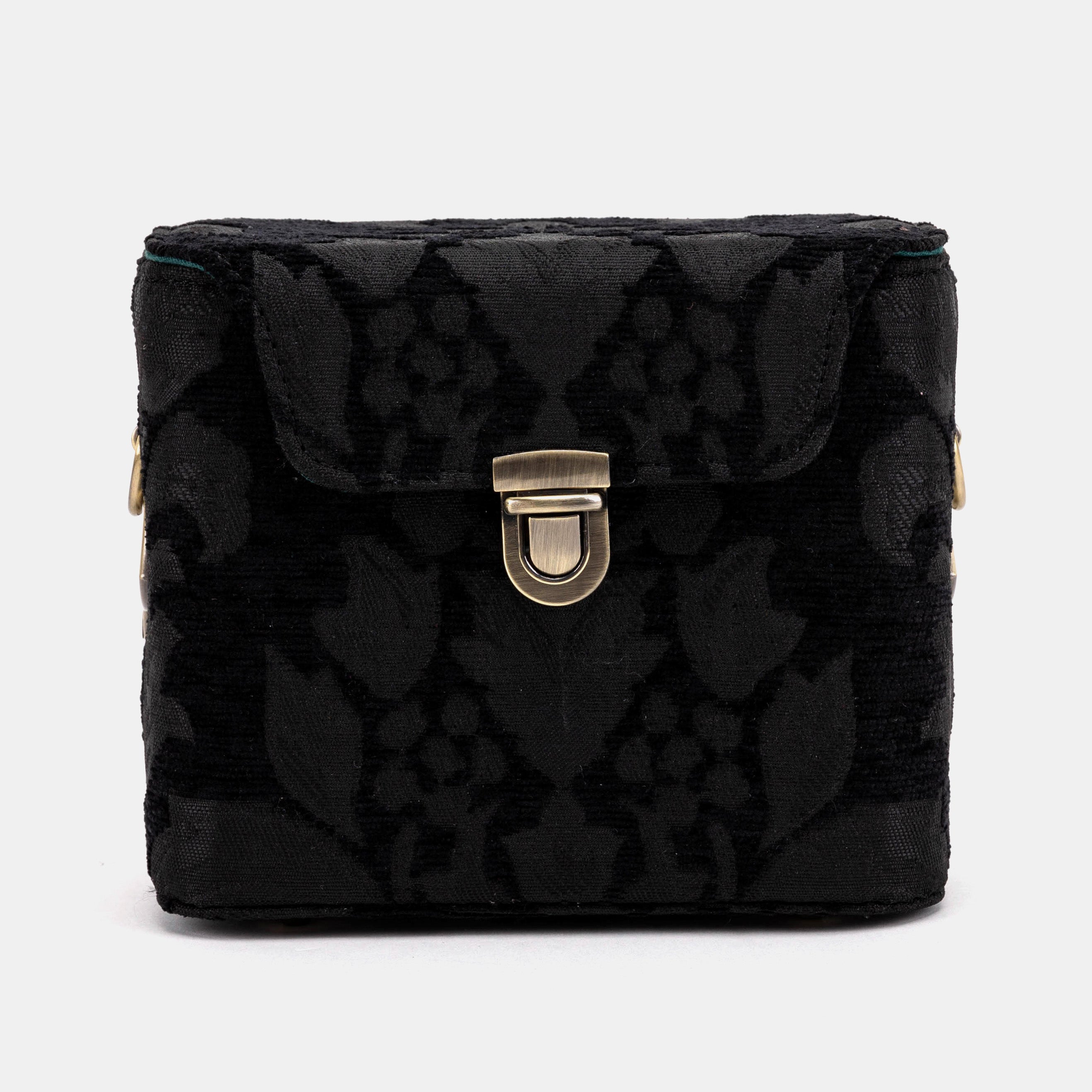 Victorian Blossom Black/Black Emma Small Train Case of America front