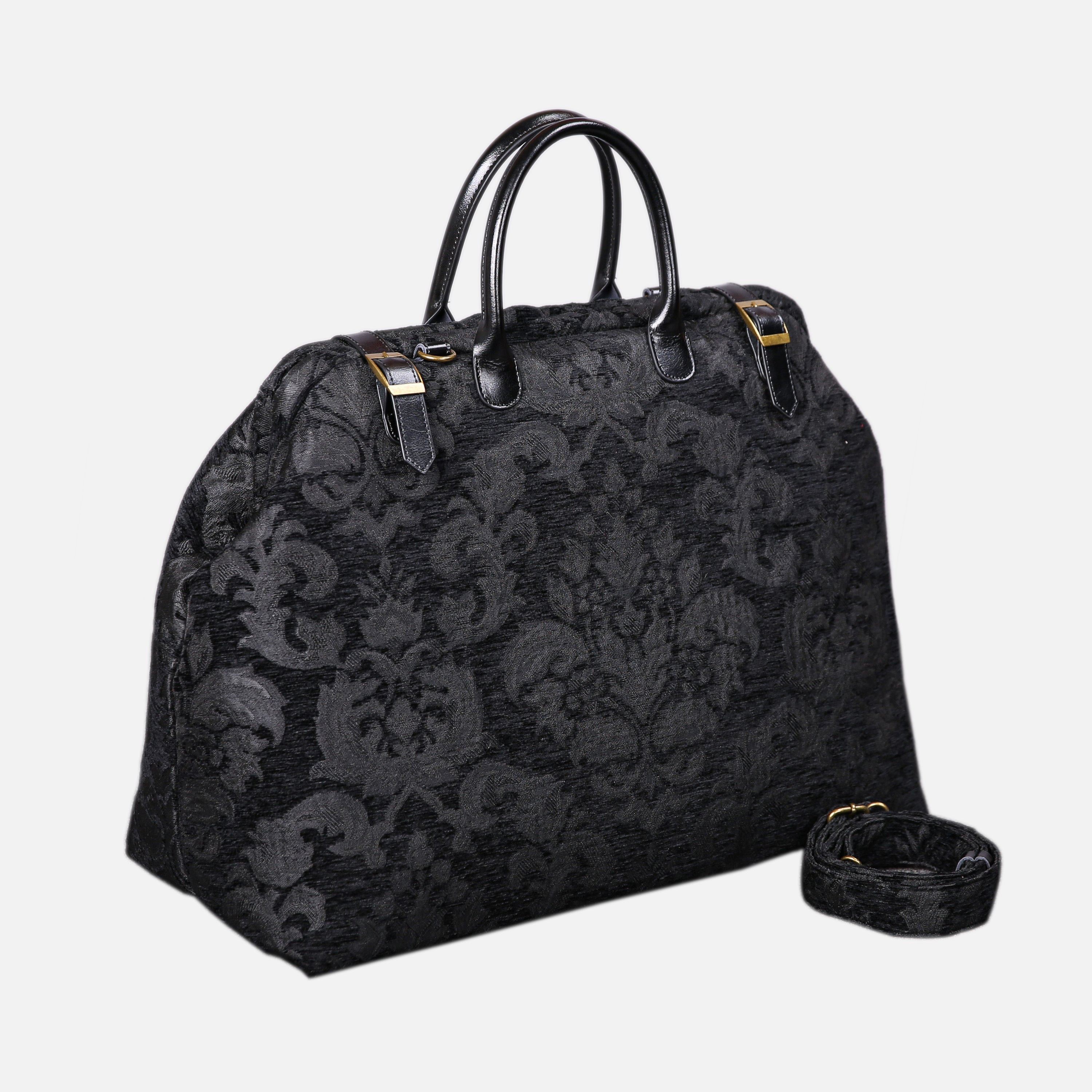 Victorian Blossom BLK/BLK Large Carpetbag of America front side