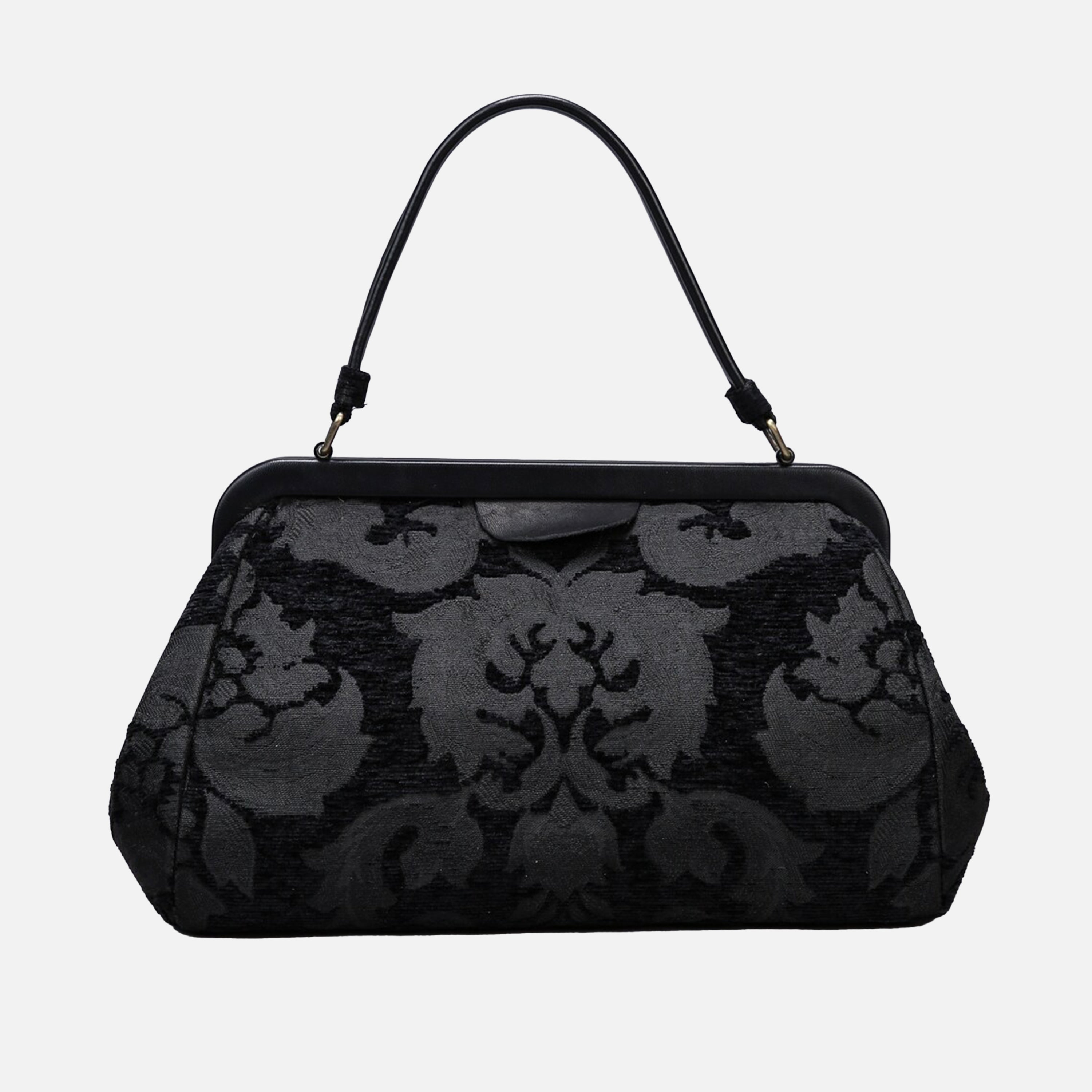Victorian Blossom Black Top Handle Purse carpet bag of America back