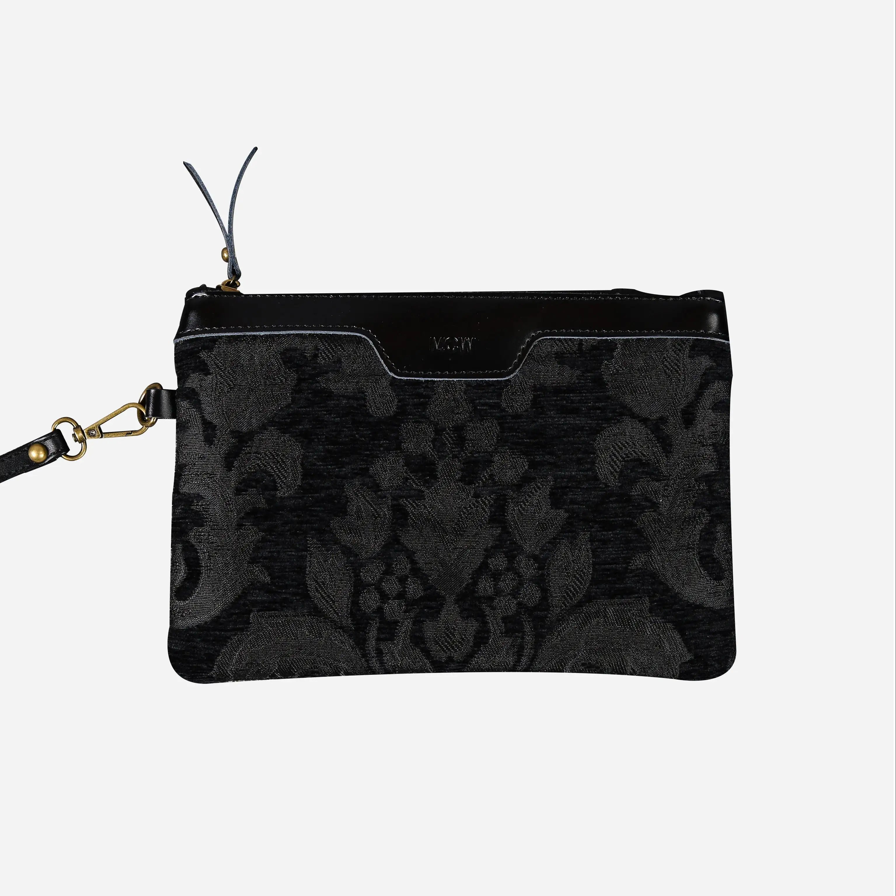 Victorian Blossom BLK/BLK Wristlet Clutch carpet bag MCW Handmade main