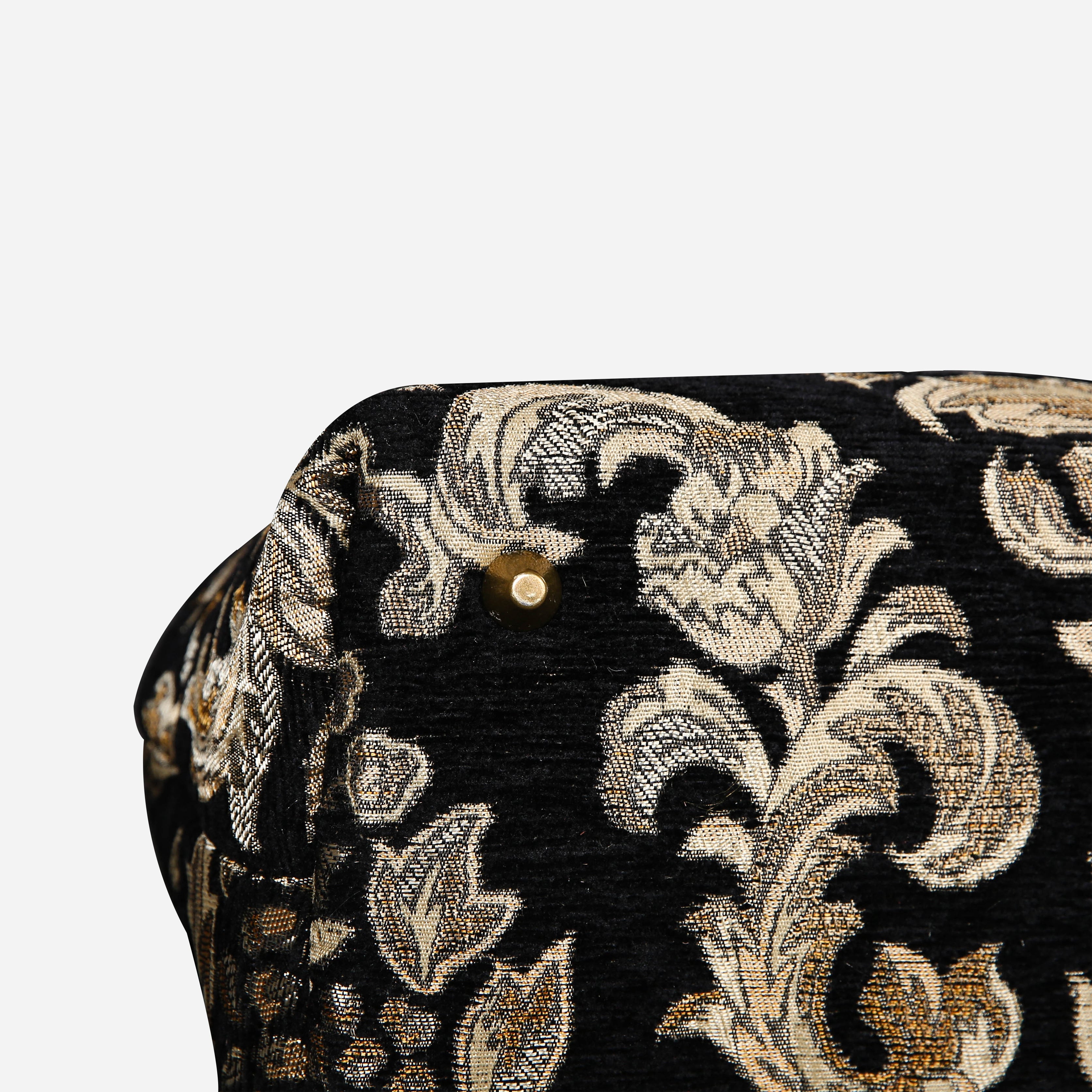 Victorian Blossom BLK-GOLD Carpet Handbag Purse carpet bag MCW Handmade of America bottom