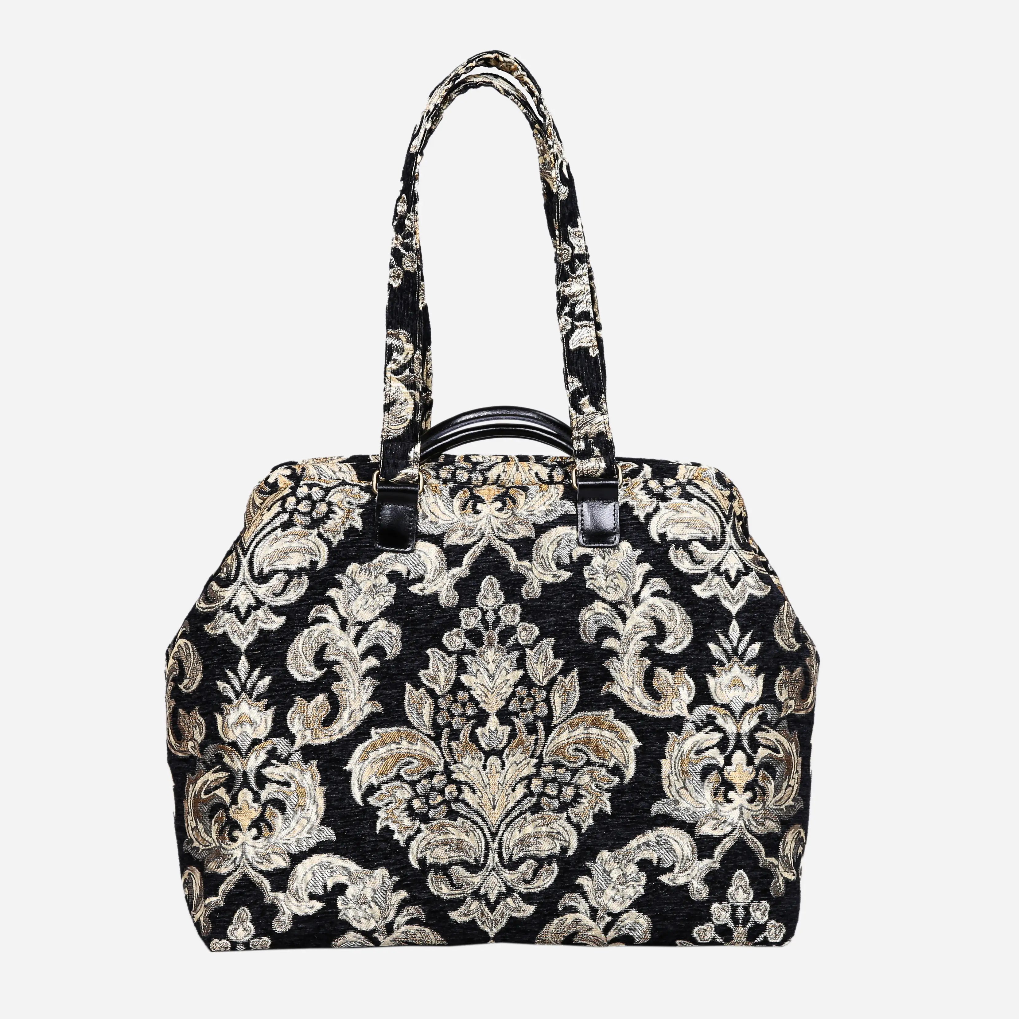 VB Blk-Gold Knitting Project Bag of America-with shoulder strap
