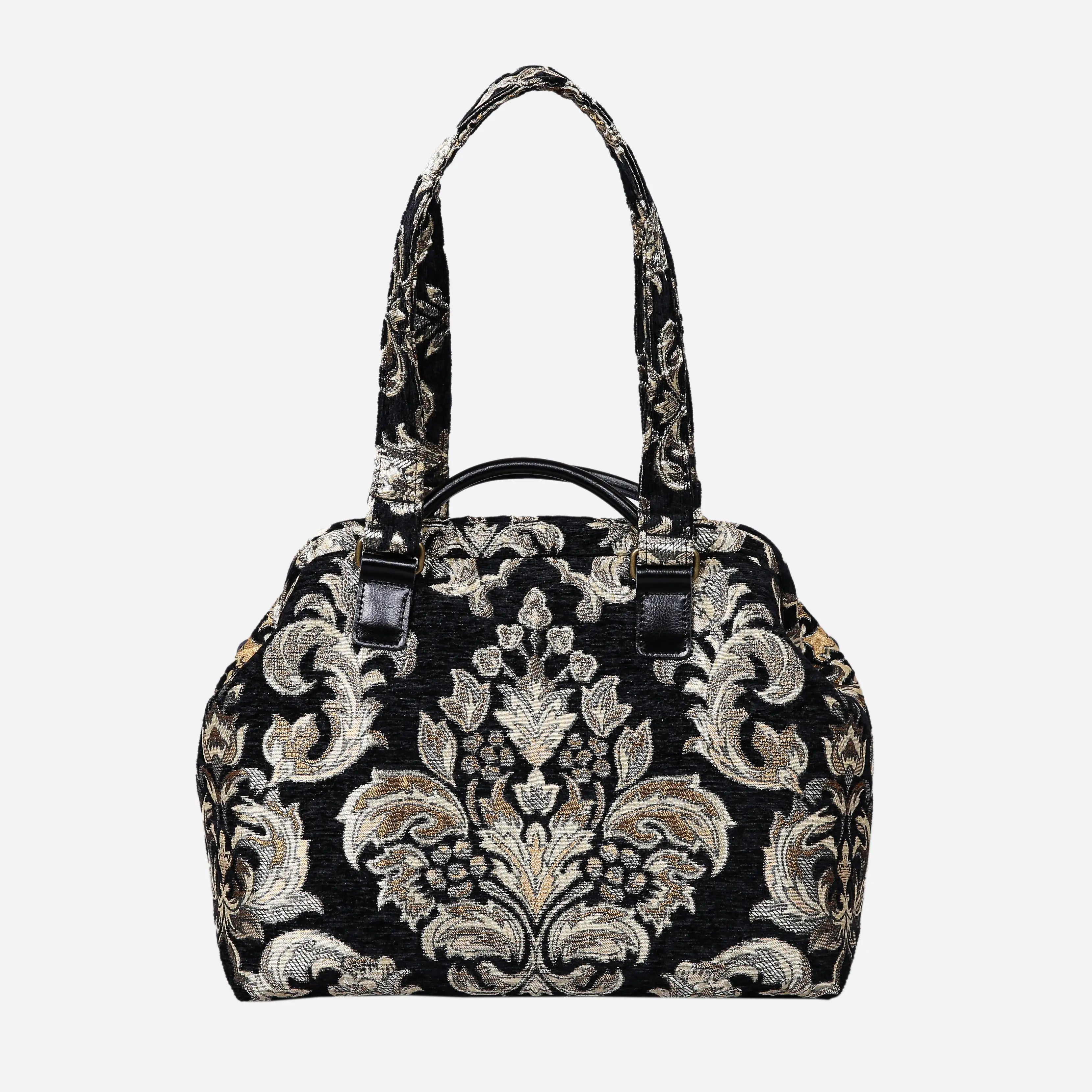 VB Blk-Gold Knitting Project Bag of America-with shoulder strap