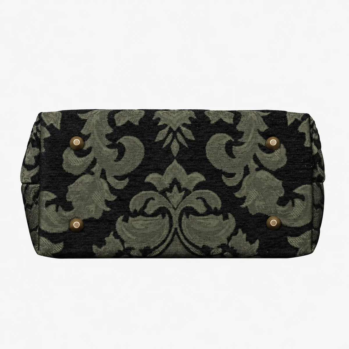 Victorian Blossom Black/Green Carpet Satchel carpet bag MCW Handmade of America bottom