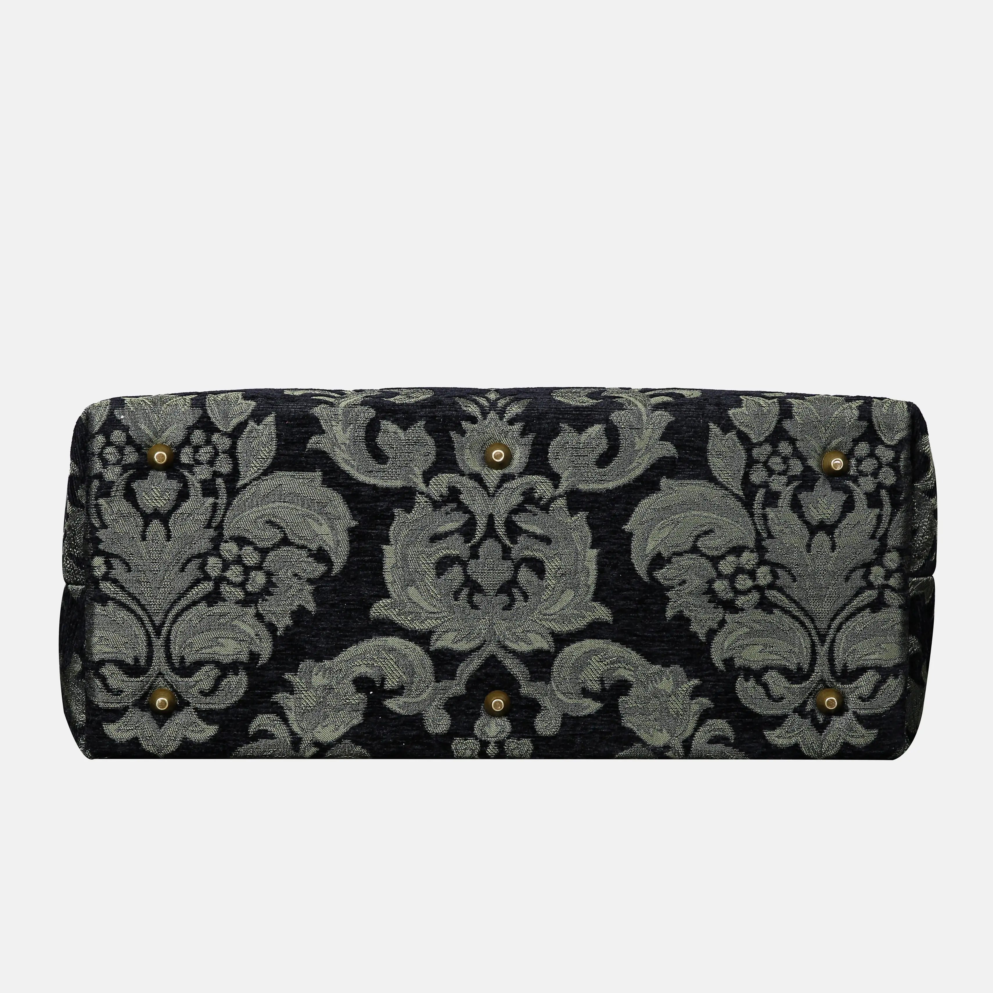 Victorian Blossom Black Green Mary Poppins Weekender Carpetbag bottom