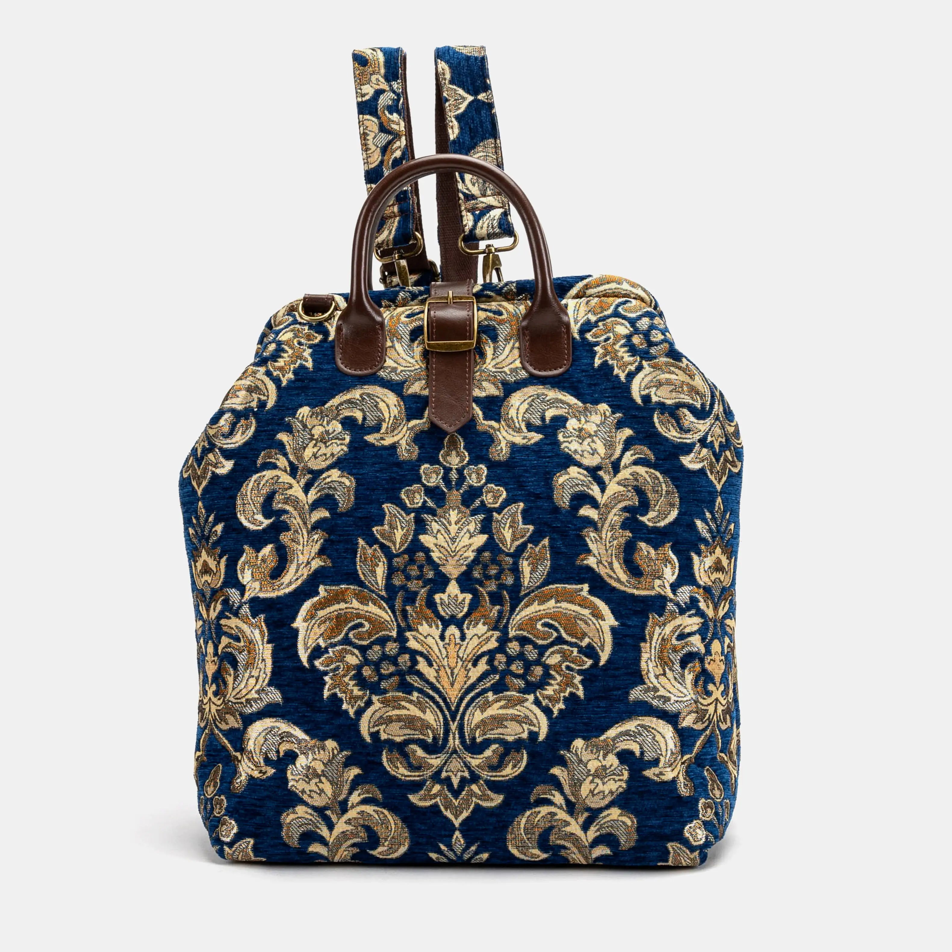 Victorian Blossom Blue/Gold Carpet Laptop Backpack of America main