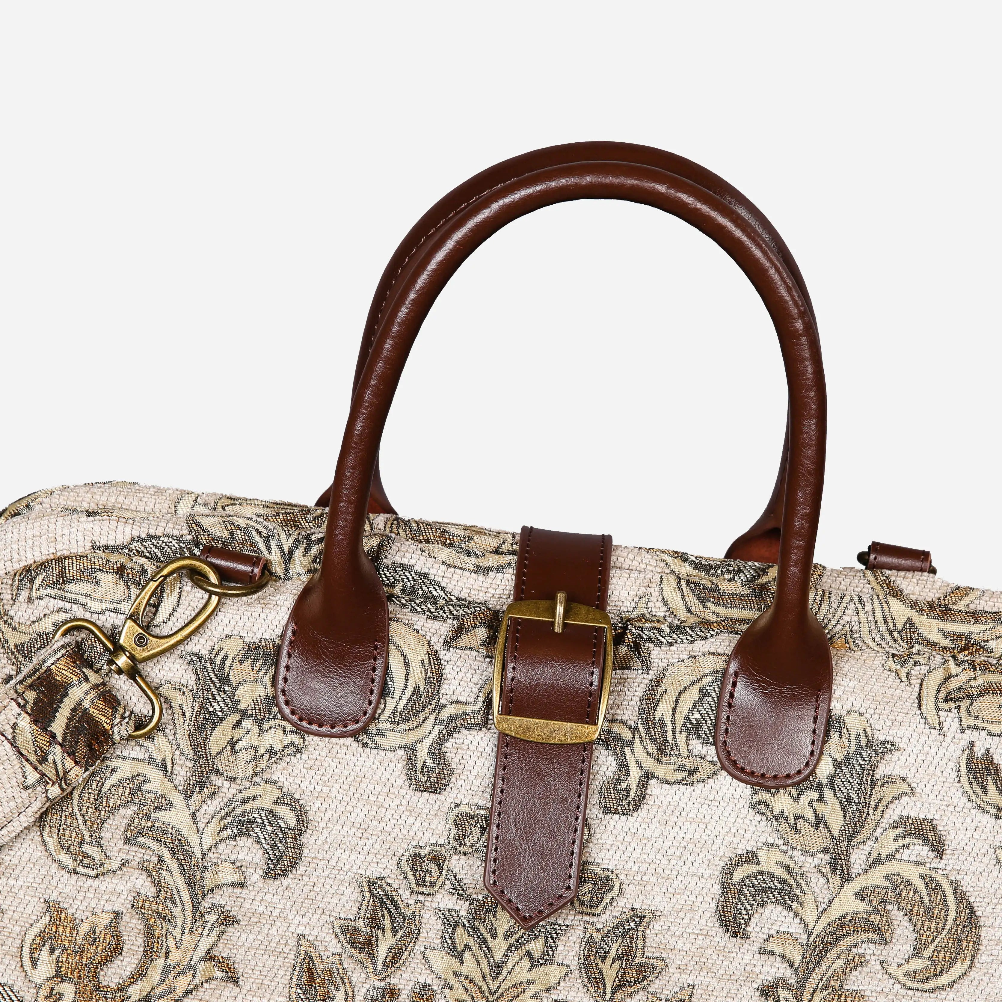 Victorian Blossom Cream-Gold Mary Poppins Weekender Carpetbag buckle