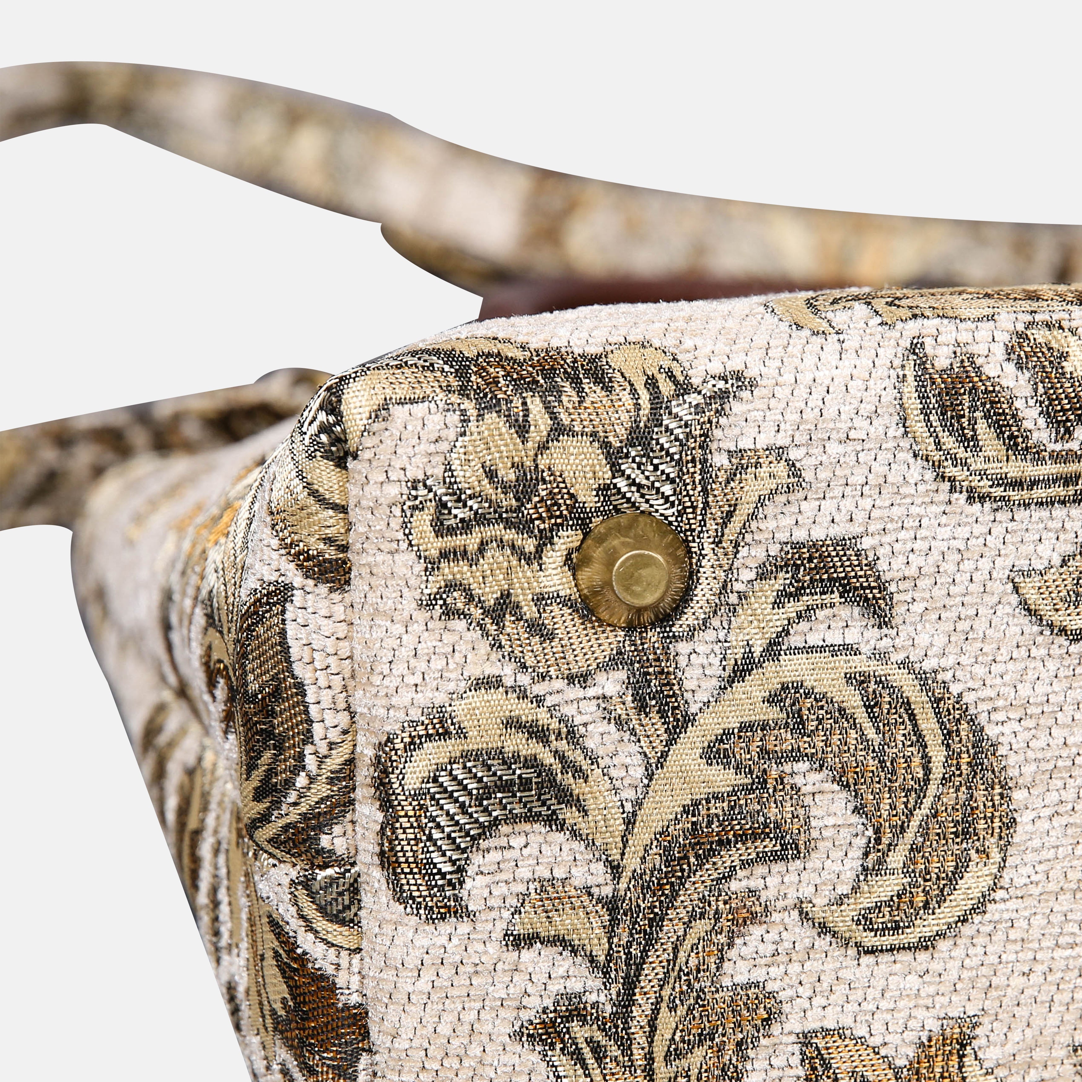 Victorian Blossom Cream-Gold Tuck Lock Carpet Satchel carpet bag MCW Handmade of America bottom