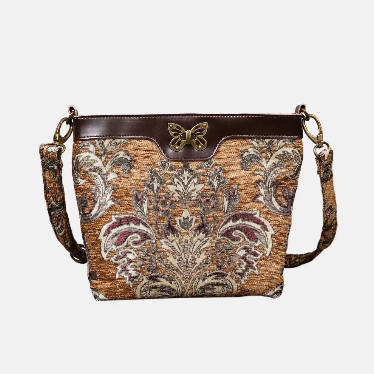 Victorian Blossom Gold-Gold Carpet Crossbody Bag carpet bag MCW Handmade main