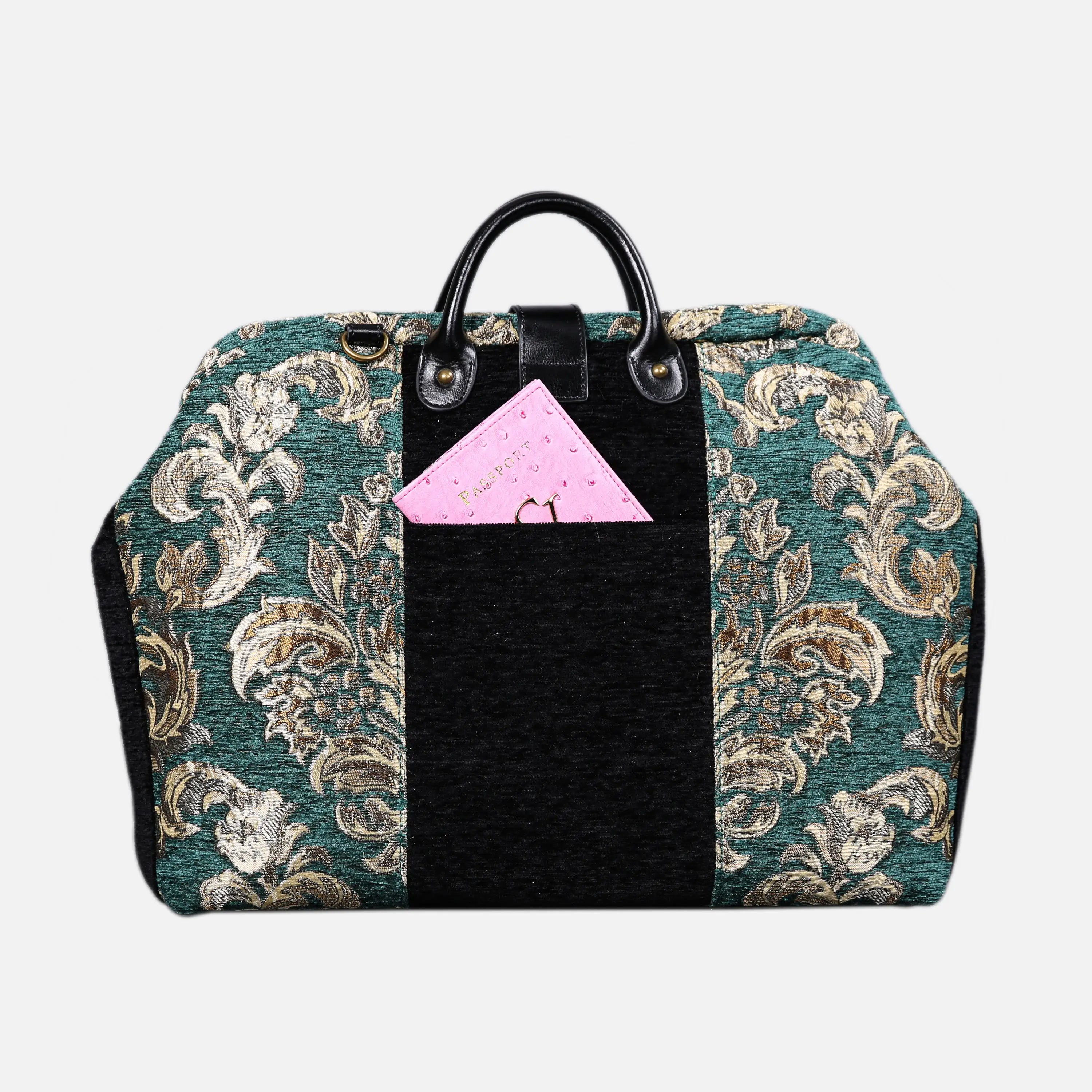 Luxury Damask Blue carpet bag of America back