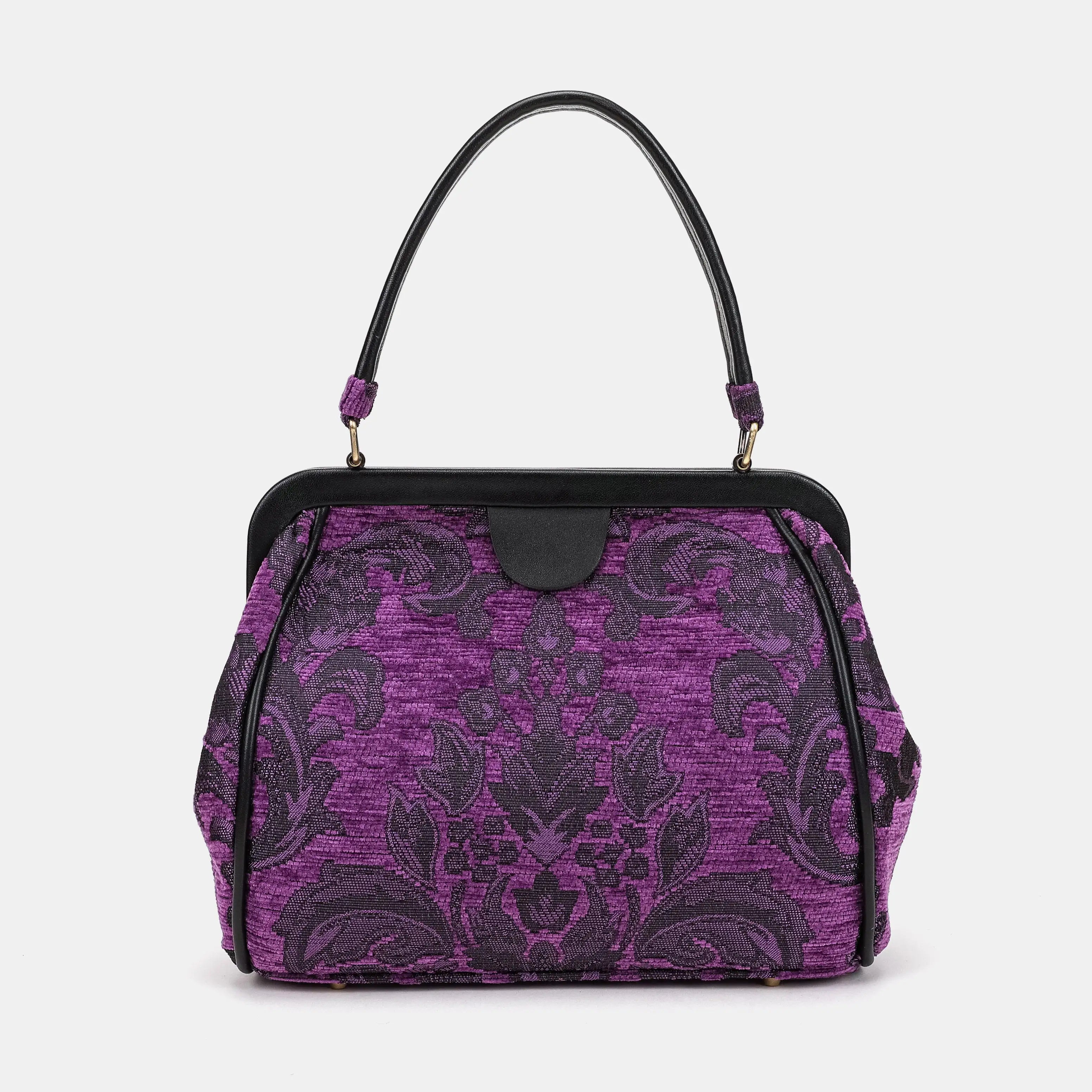 Victorian Blossom Purple Alma Satchel Carpetbag of America main