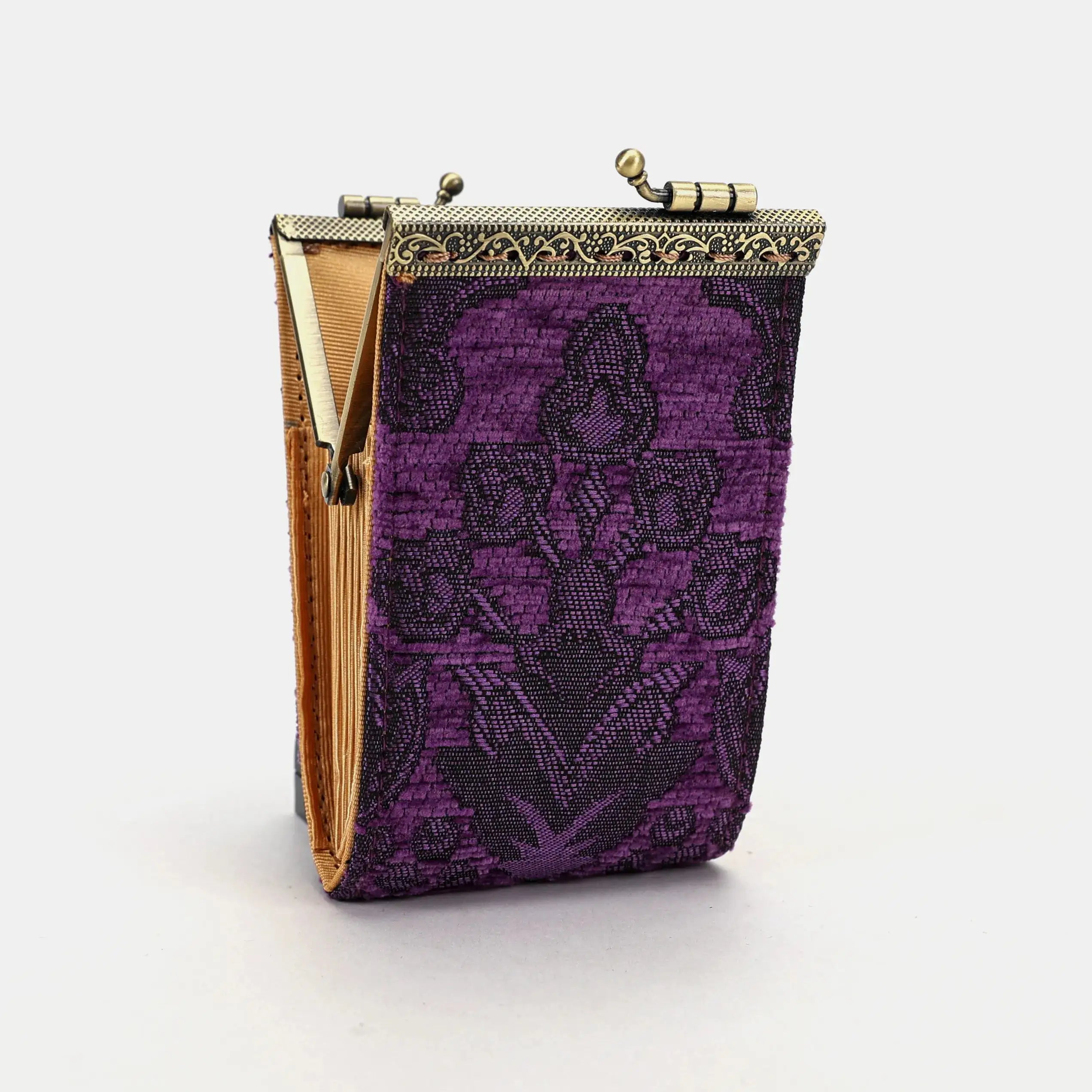 11 slots Victorian Blossom Purple Card Wallet Carpetbag of America opening