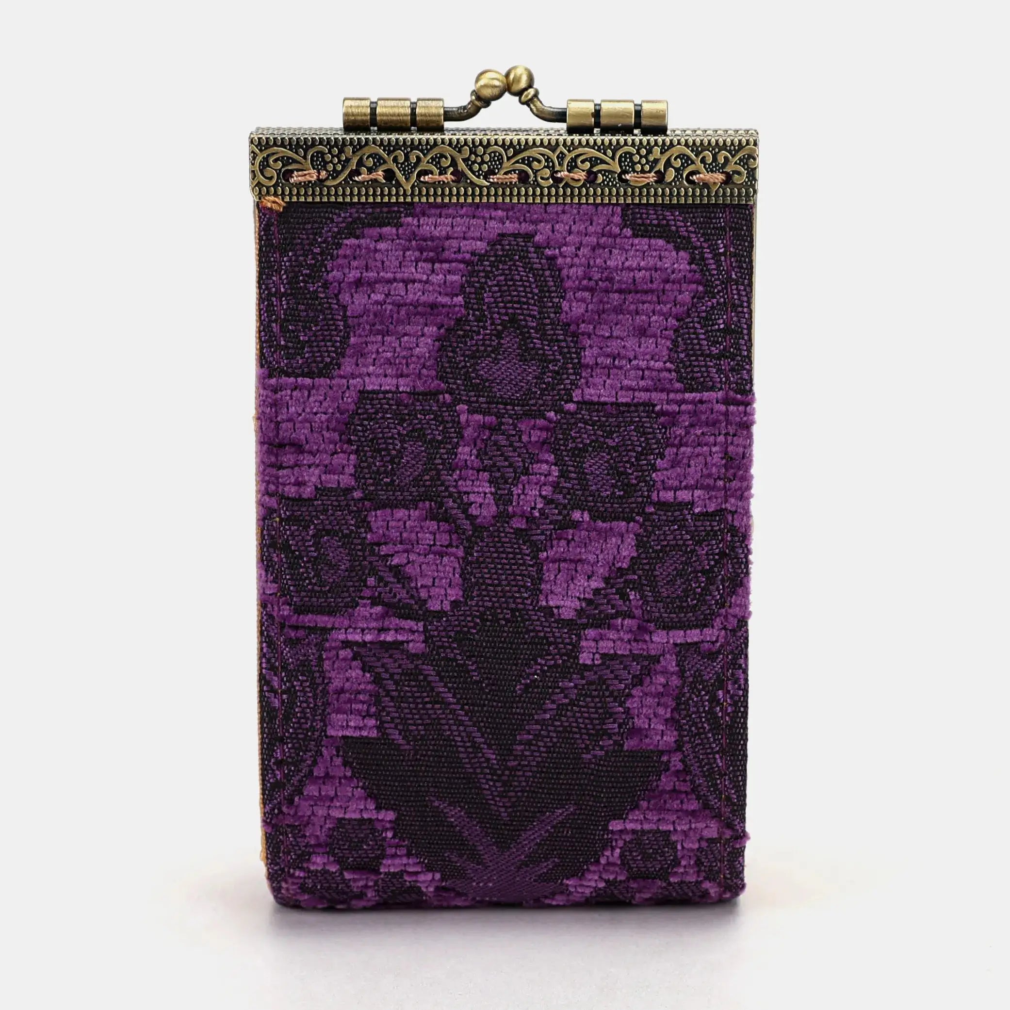 Victorian Blossom Purple Card Wallet Carpetbag of America 11 slots front