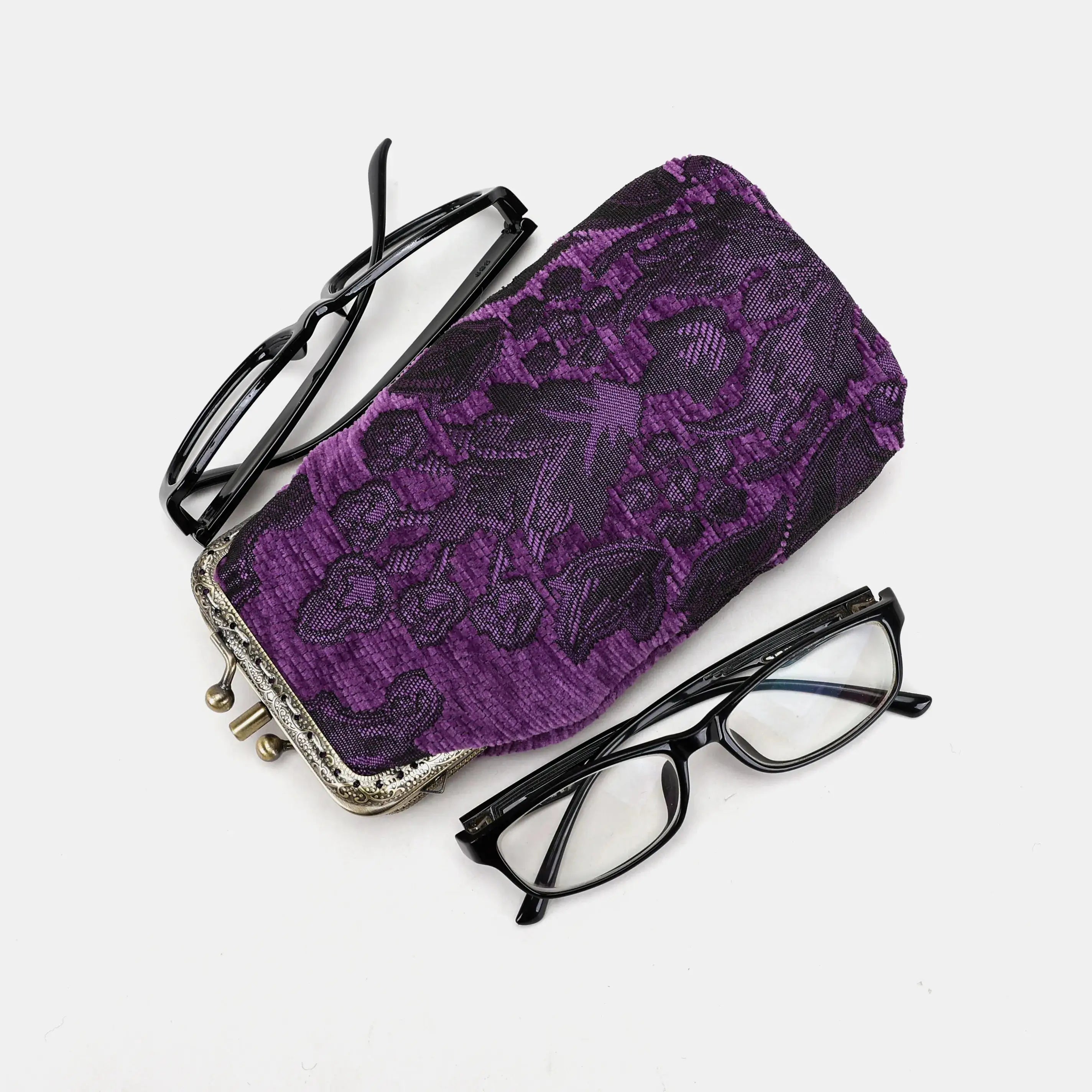 Victorian Blossom Purple Carpet Eyeglasses Case of America with two glasses-2