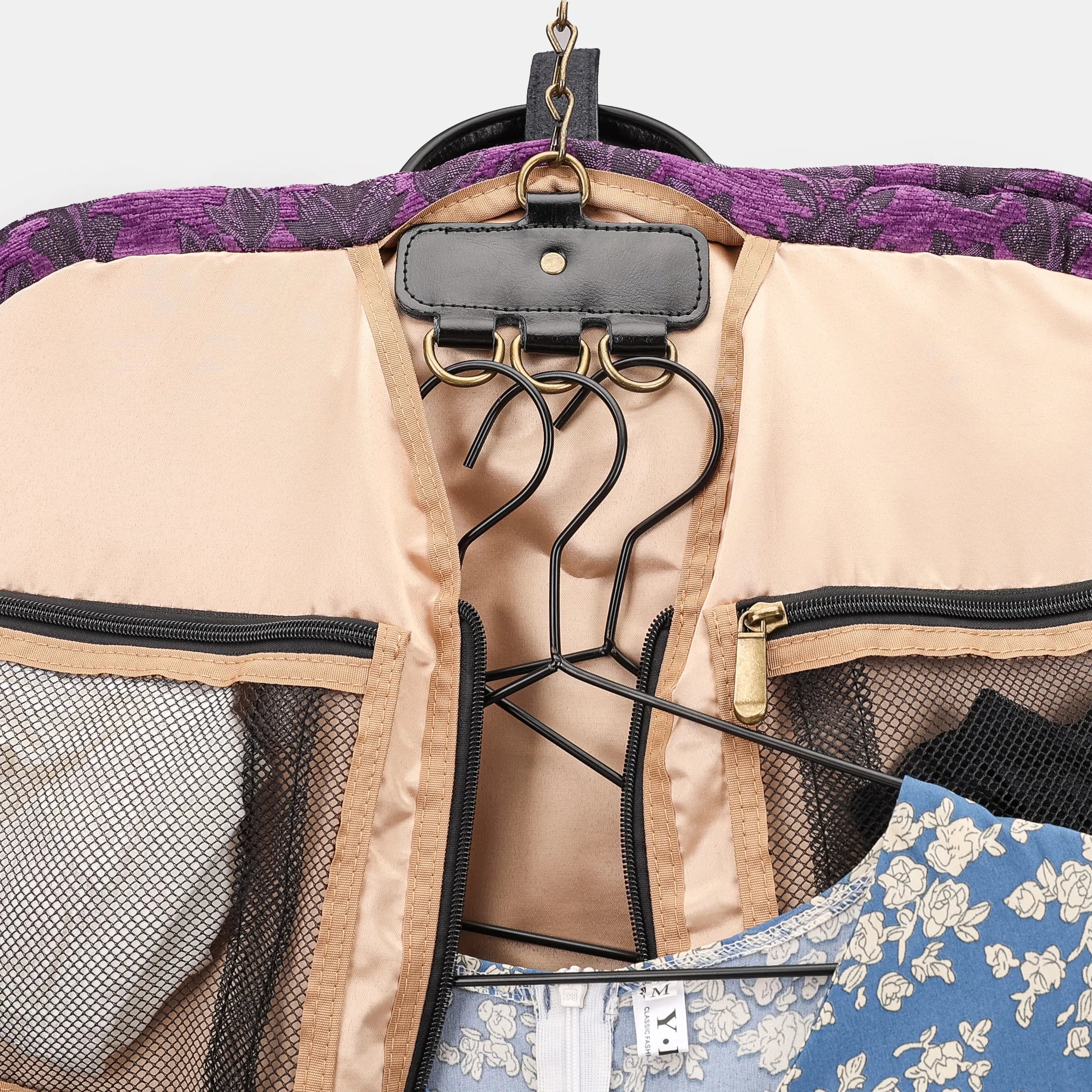 Victorian Blossom Purple Carpet Garment Bag Carpetbag of America details