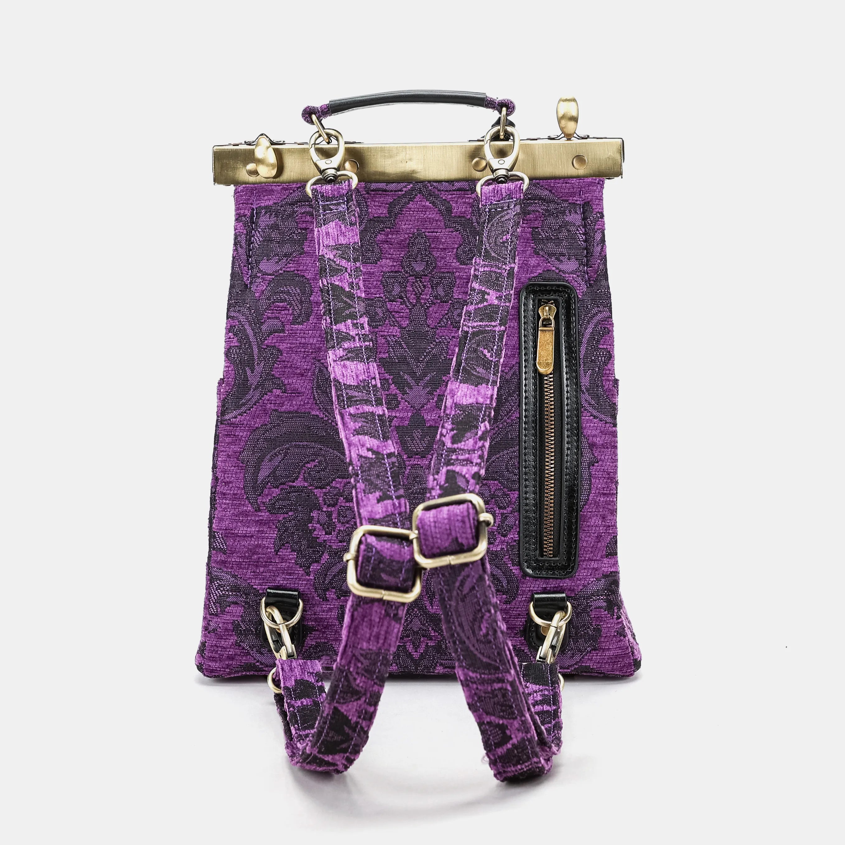 Victorian Blossom Purple Helena Carpet Backpack Gladstone Bag of America back