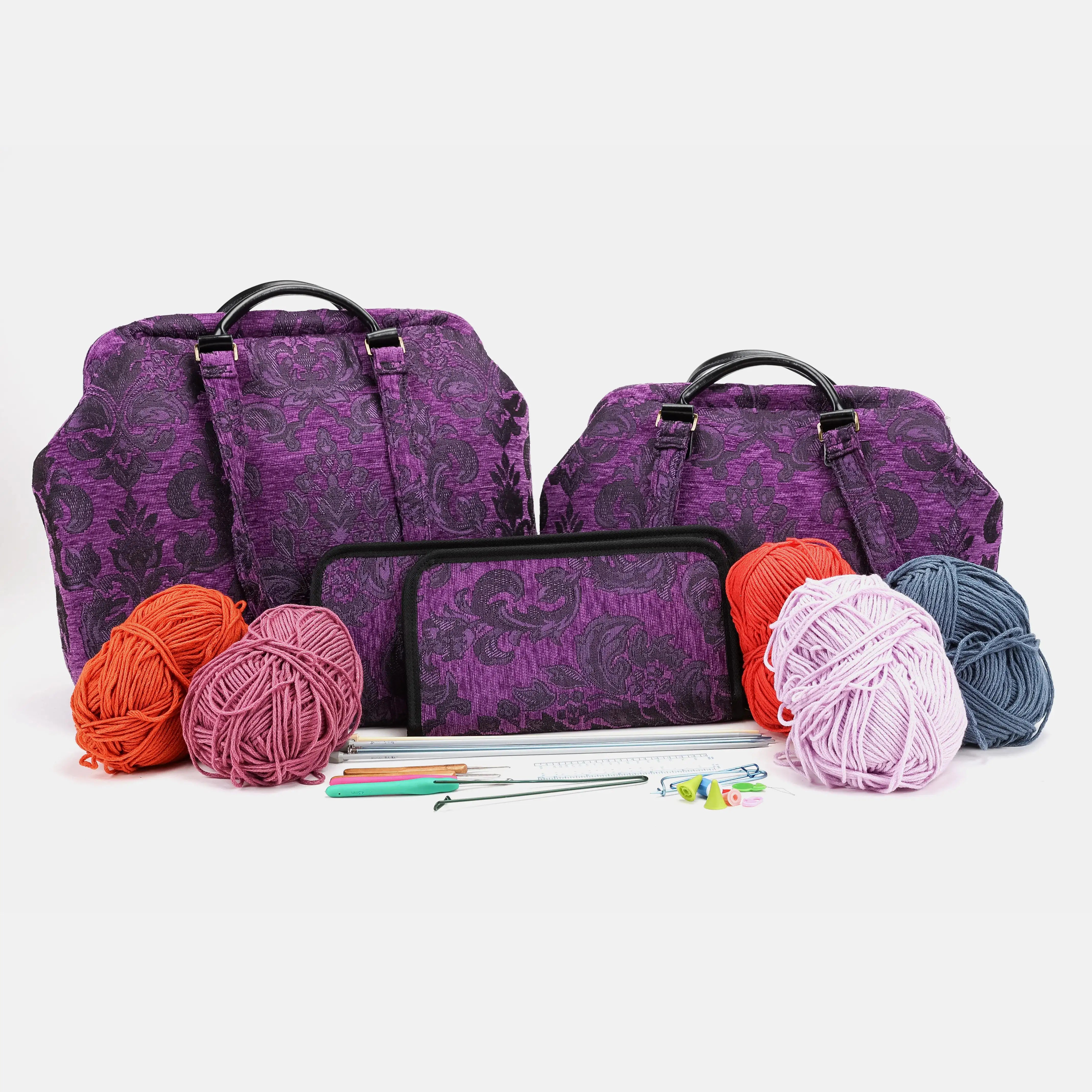 Victorian Blossom Purple Knitting Project Bag of America-set