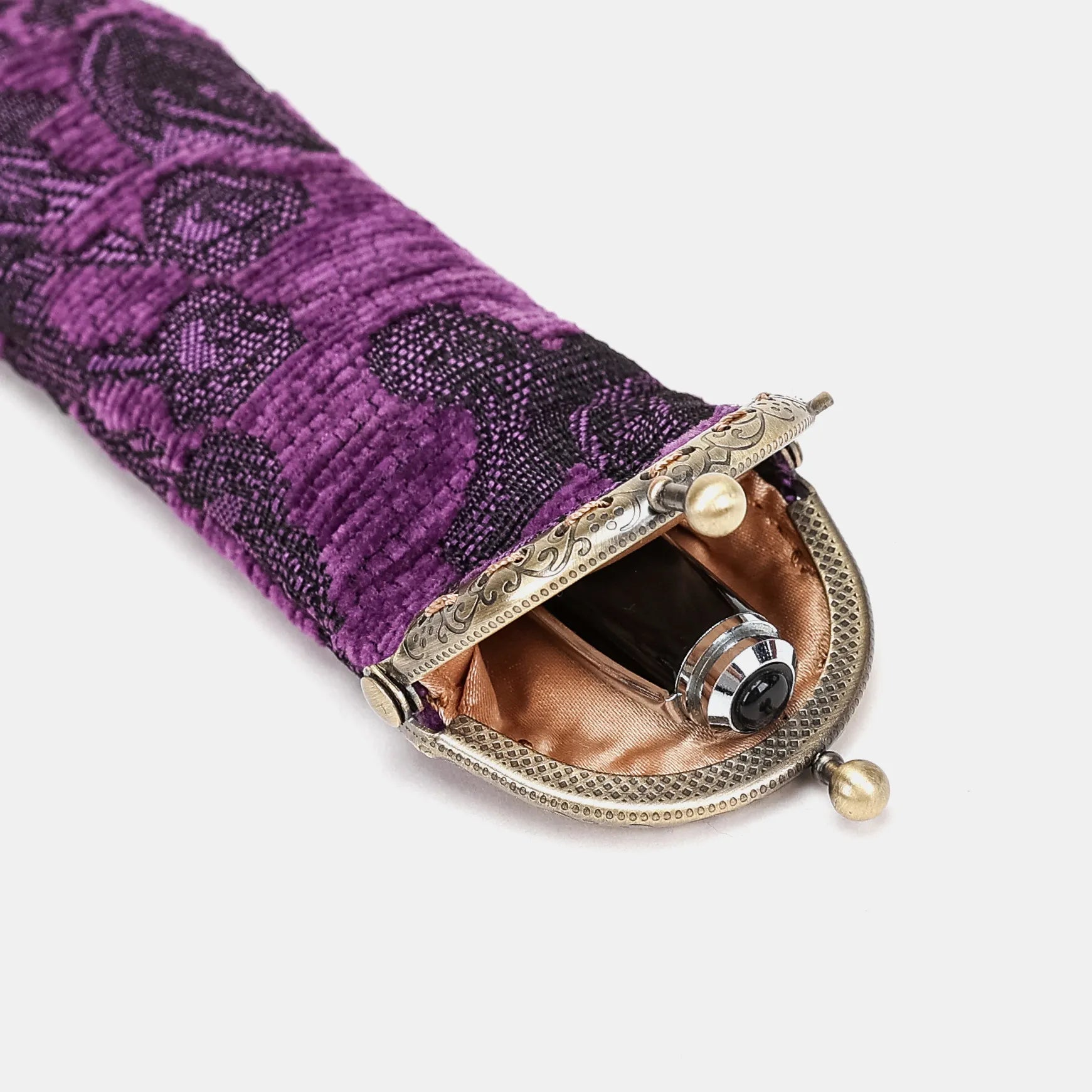 Victorian Blossom Purple Solo Pen Case Carpetbag of America open