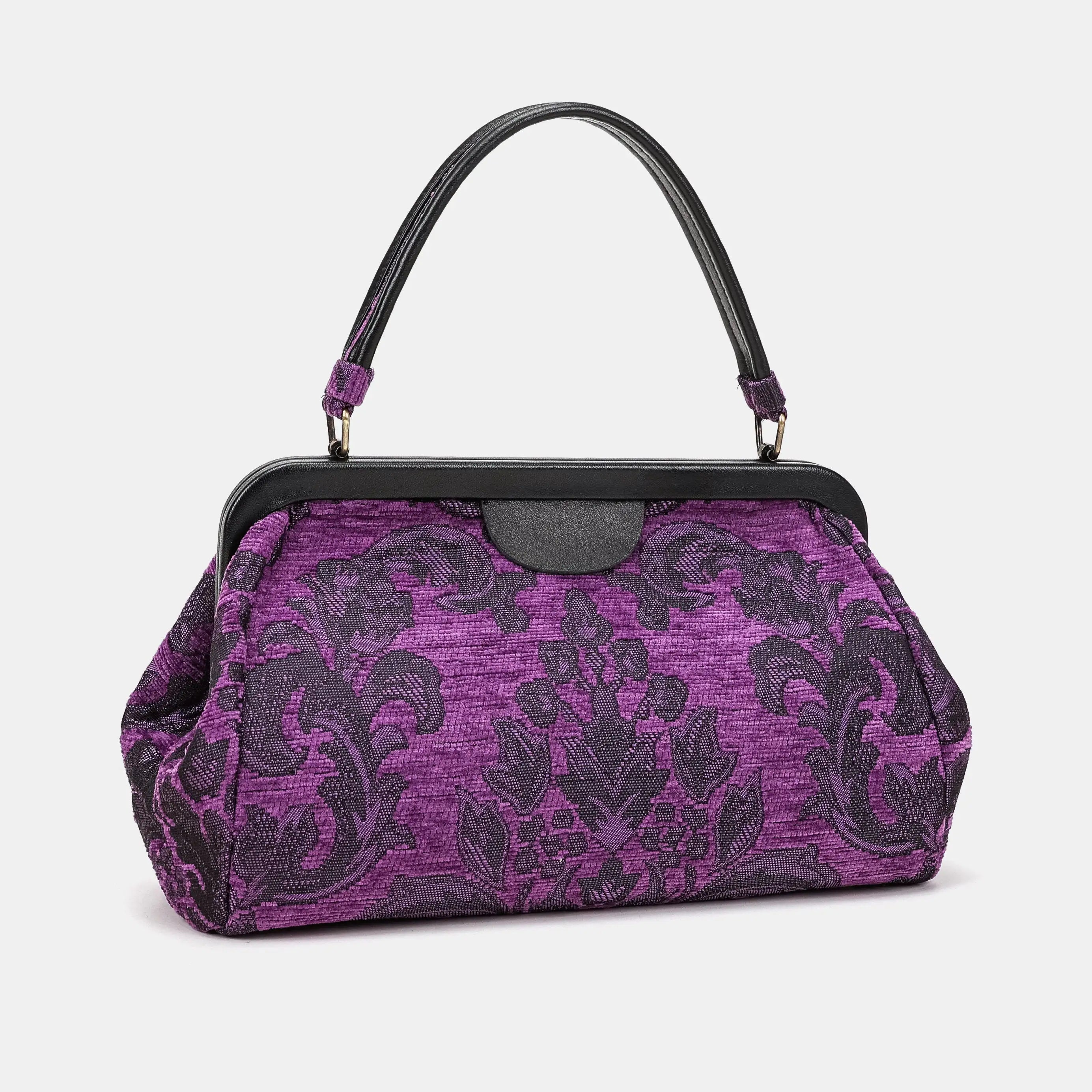 Victorian Blossom Purple Top Handle Purse Carpetbag of America front