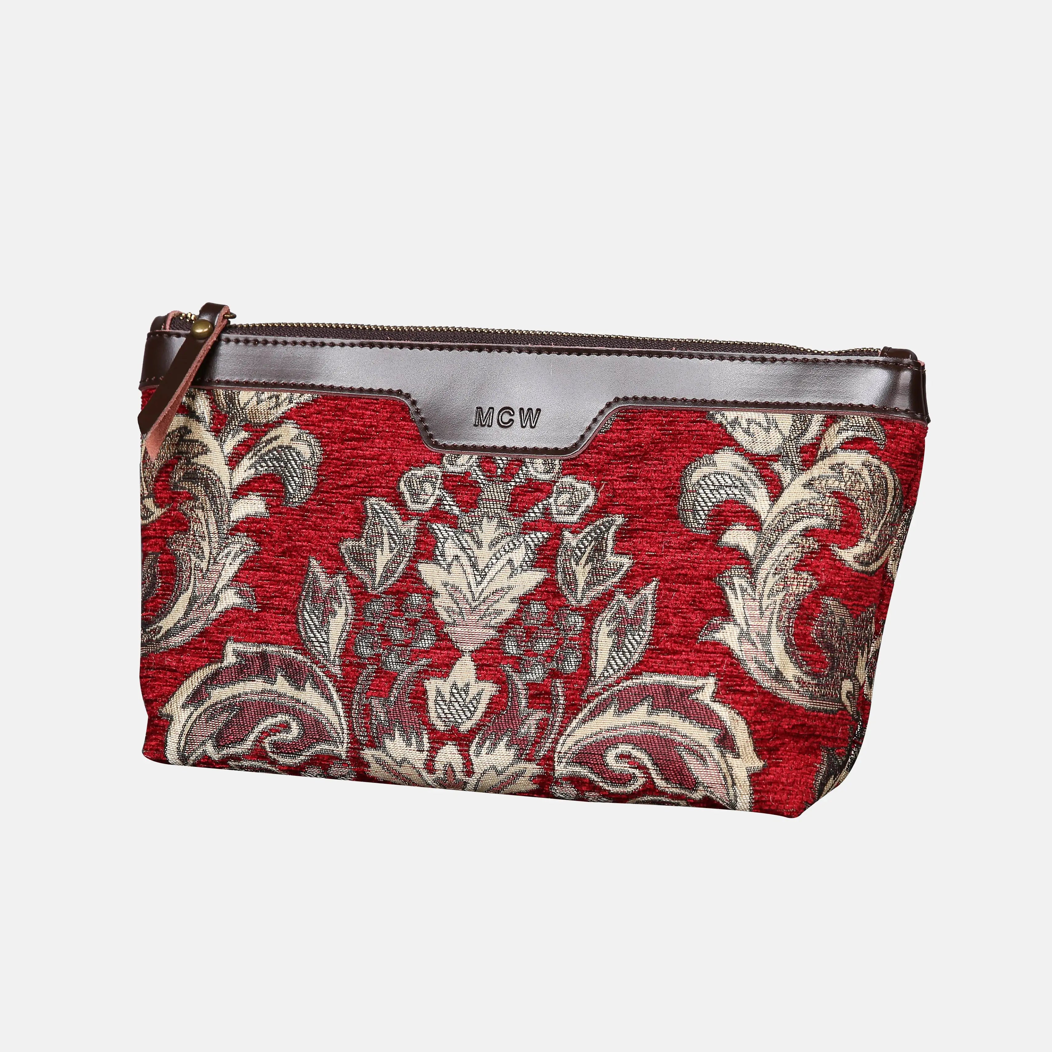 Blossom Red/Gold Carpet Makeup Bag carpet bag MCW Handmade of America front