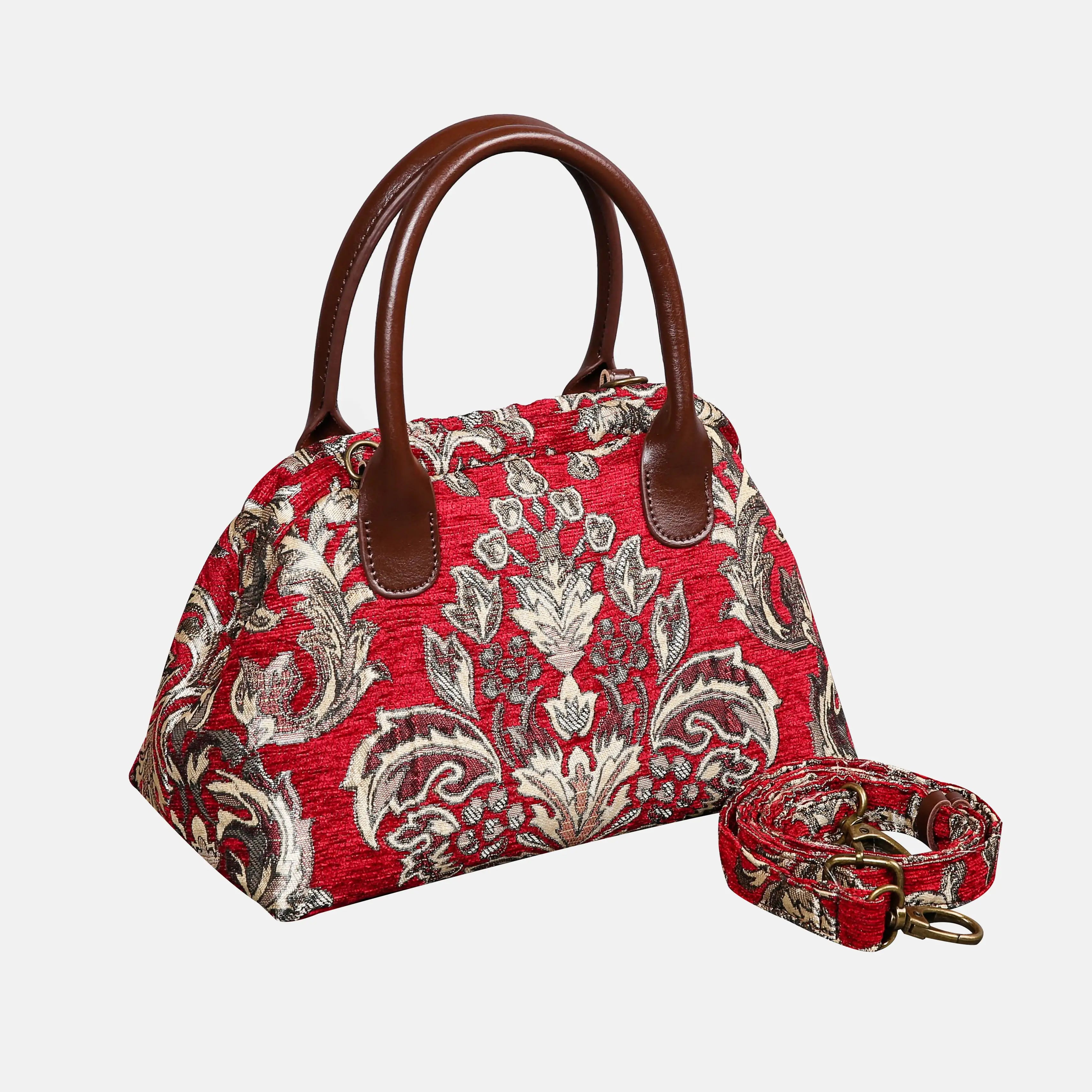 Victorian Blossom R-G Carpet Satchel carpet bag MCW Handmade of America with strap