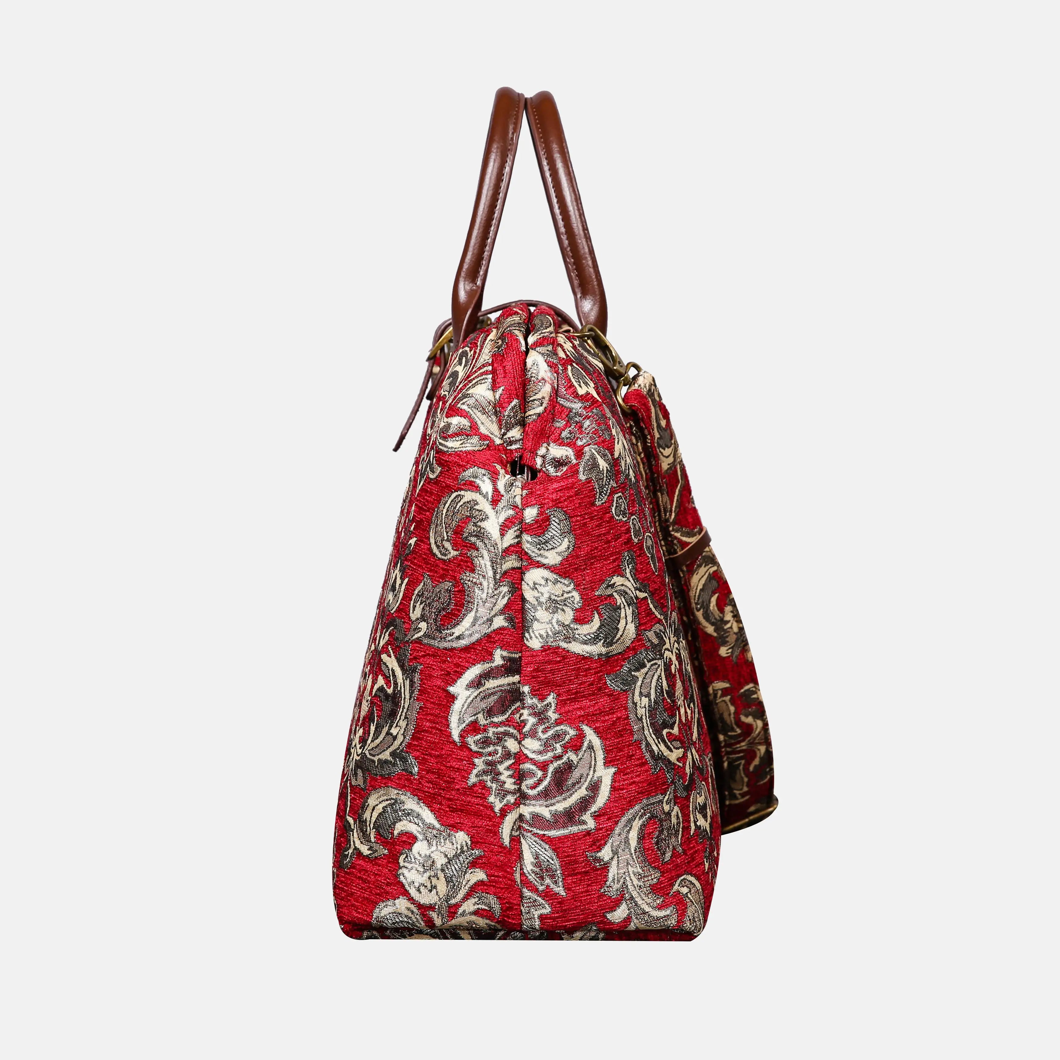 Victorian Blossom Red Mary Poppins Weekender Carpetbag side