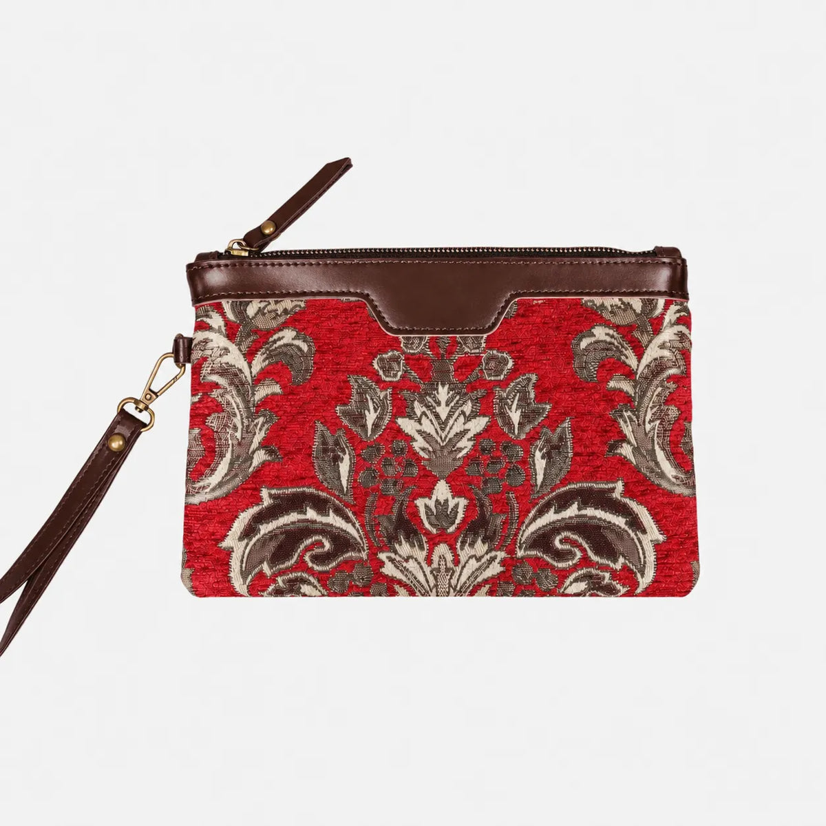 Victorian Blossom Red Wristlet Clutch carpet bag MCW Handmade main