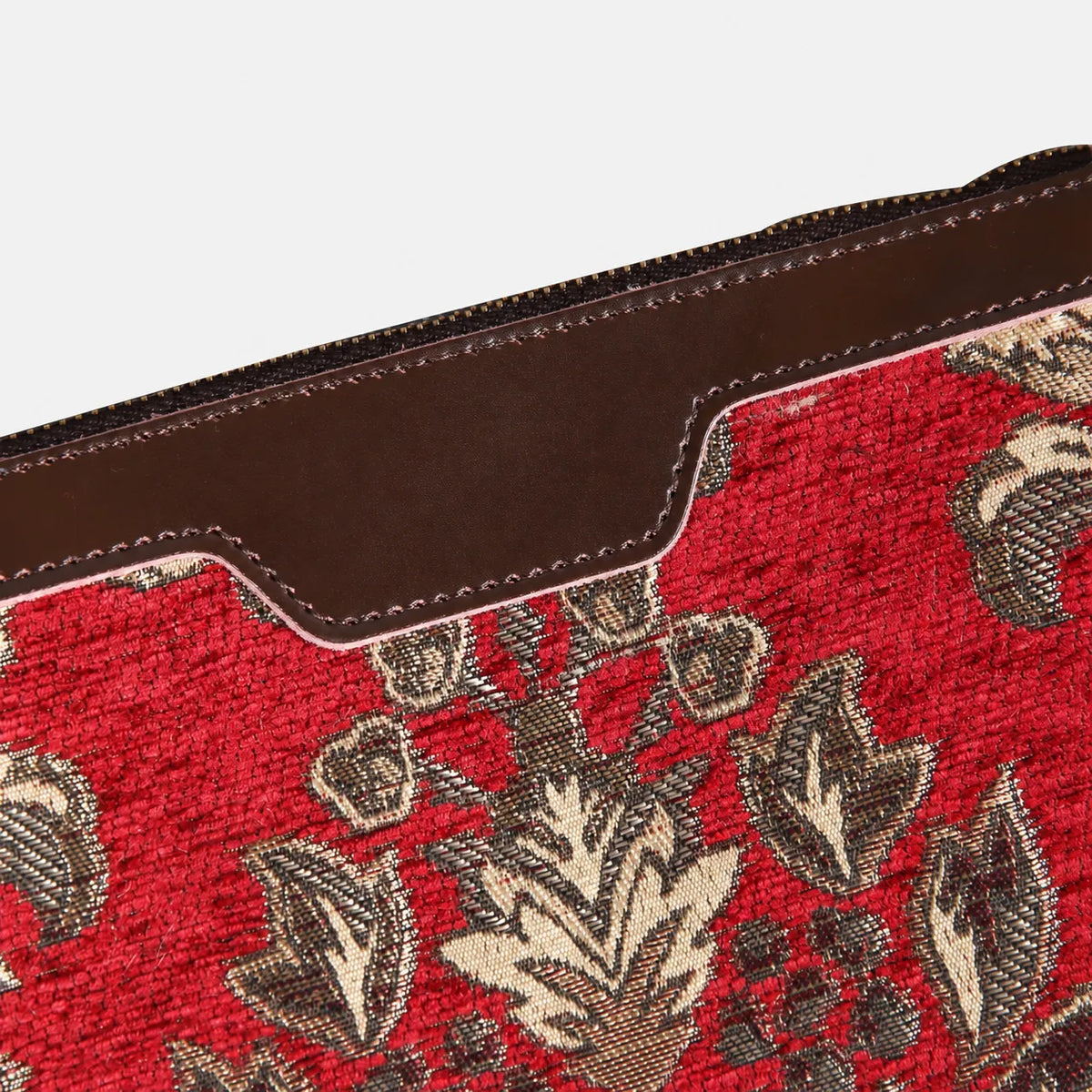 Victorian Blossom Red Wristlet Clutch carpet bag MCW Handmade leather part