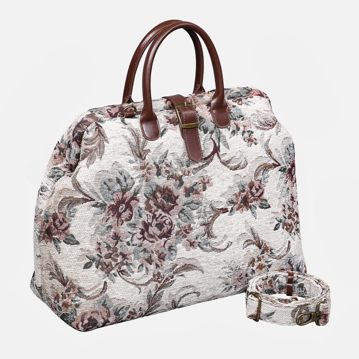 Victorian Retro Rose Mary Poppins Weekender Carpetbag of America with shoulder strap