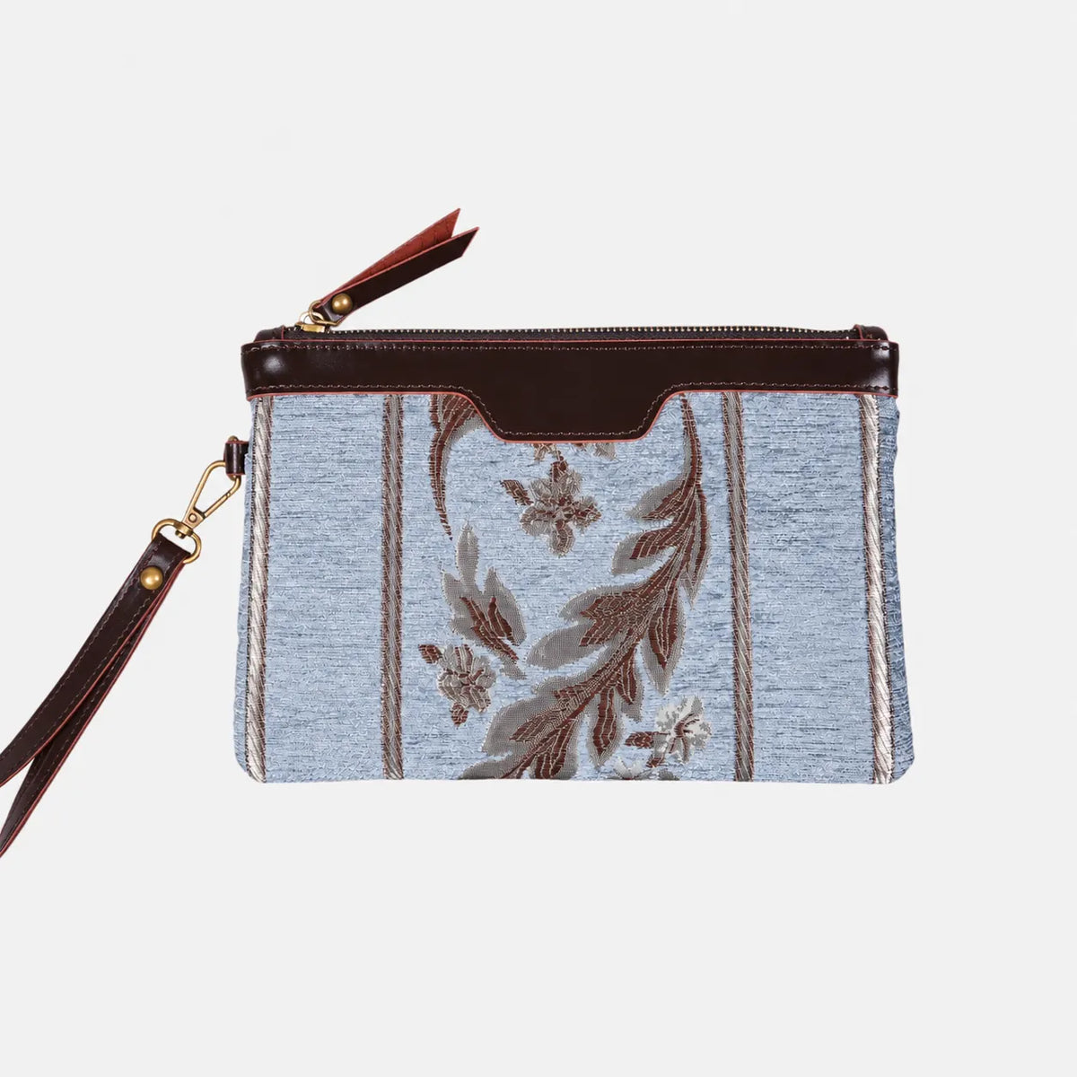 Victorian Strips Blue Wristlet Clutch carpet bag MCW Handmade main