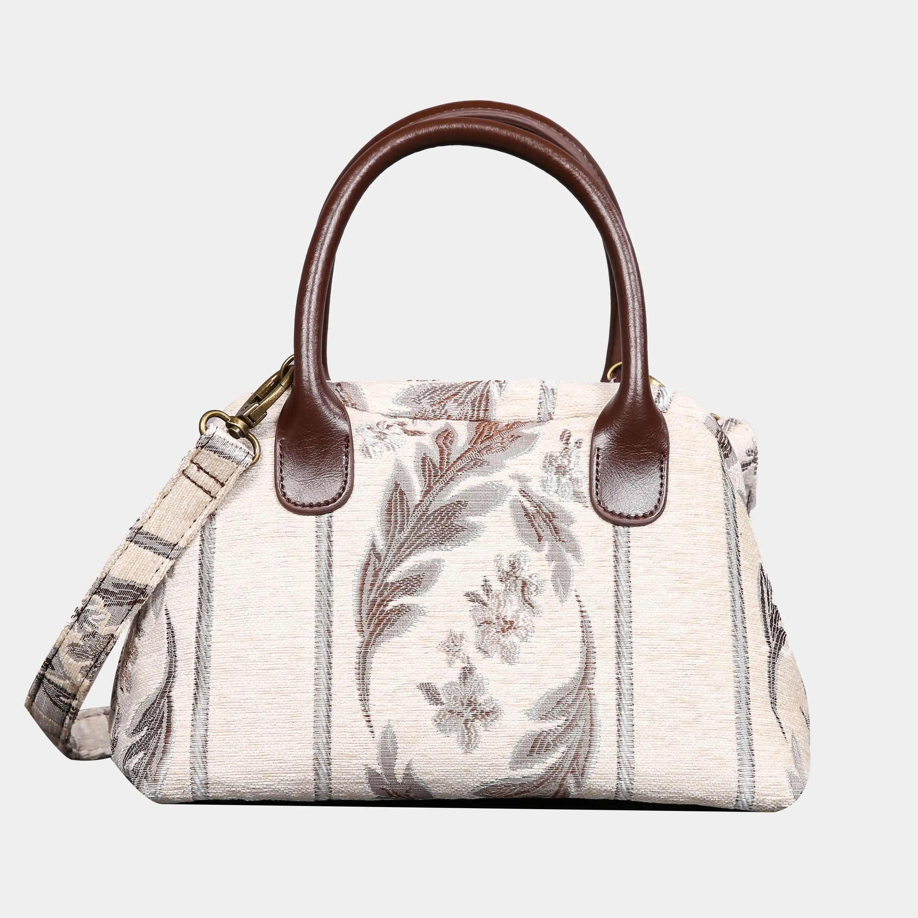 Victorian Strips Cream Carpet Satchel carpet bag MCW Handmade of America main