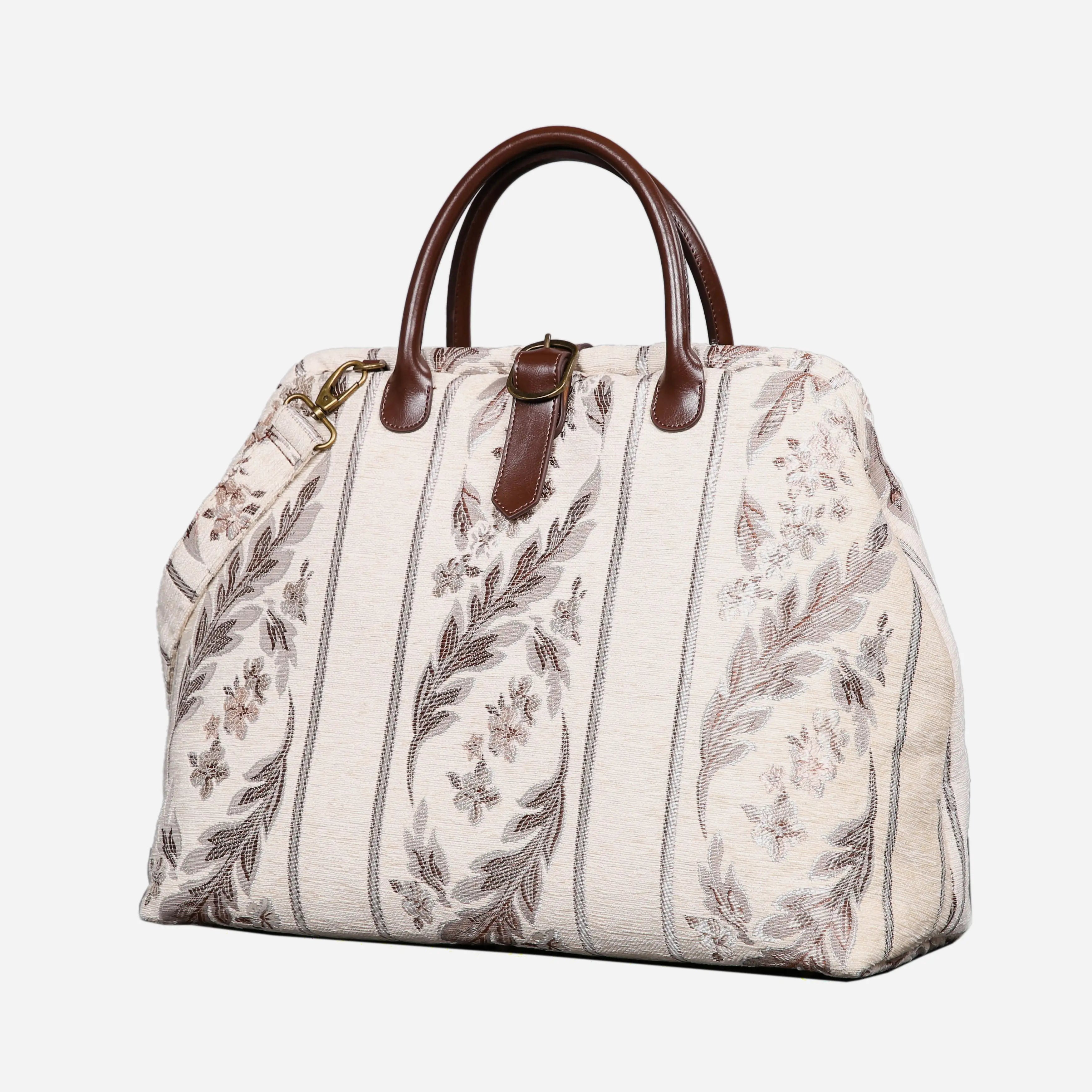 Victorian Stripes Cream Mary Poppins Weekender Carpetbag of America front